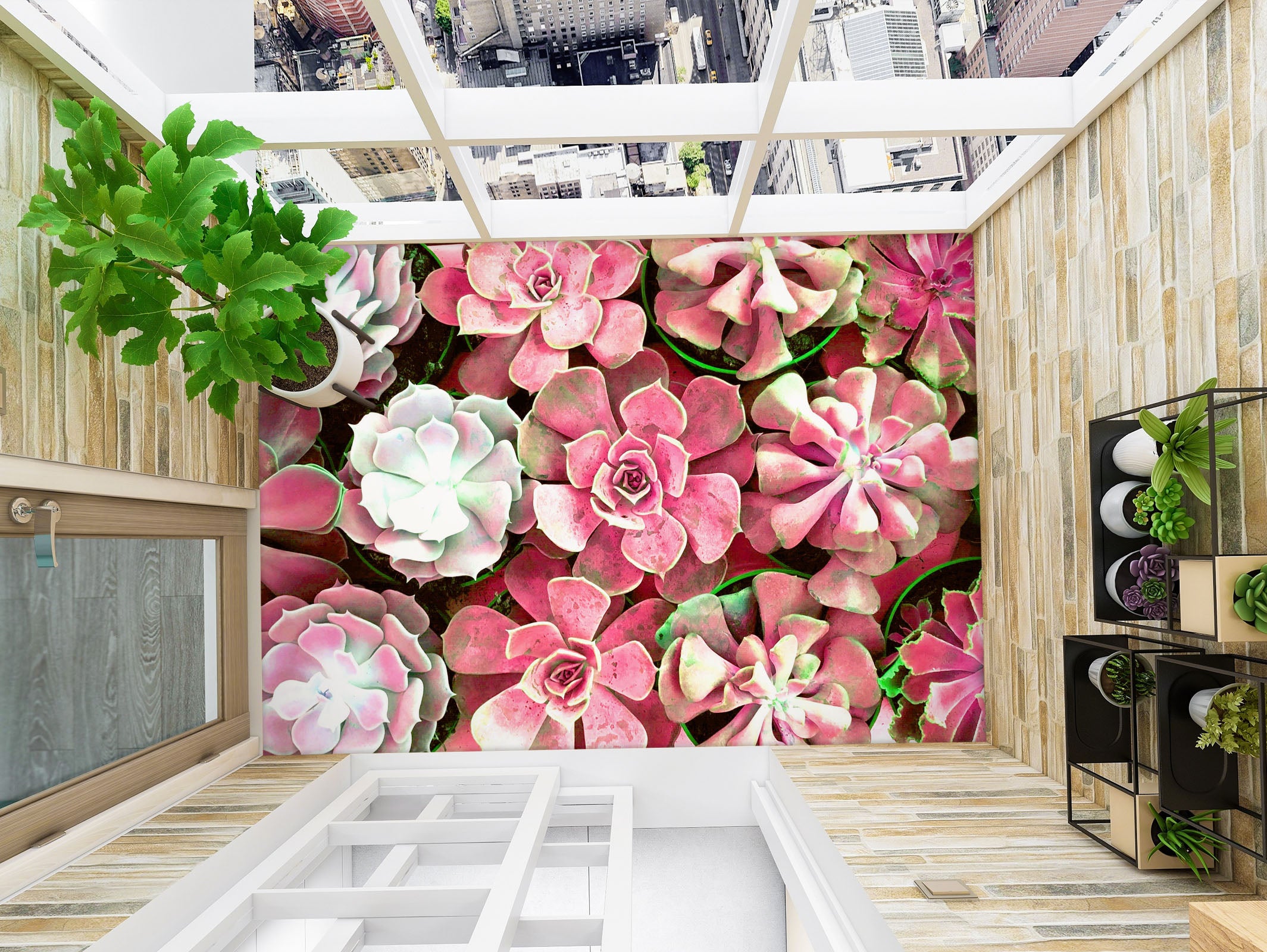 3D Pink Succulent Lotus 486 Floor Mural Wallpaper Murals Rug & Mat Print Epoxy waterproof bath floor