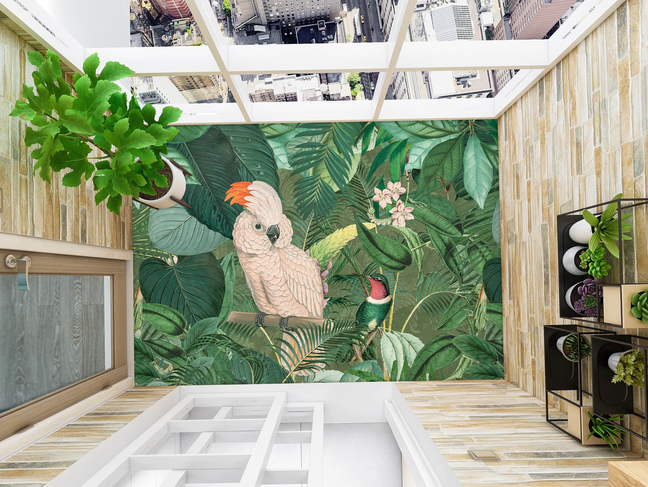 3D Leaves Parrot 104155 Andrea Haase Floor Mural Wallpaper Murals Self-Adhesive Removable Print Epoxy