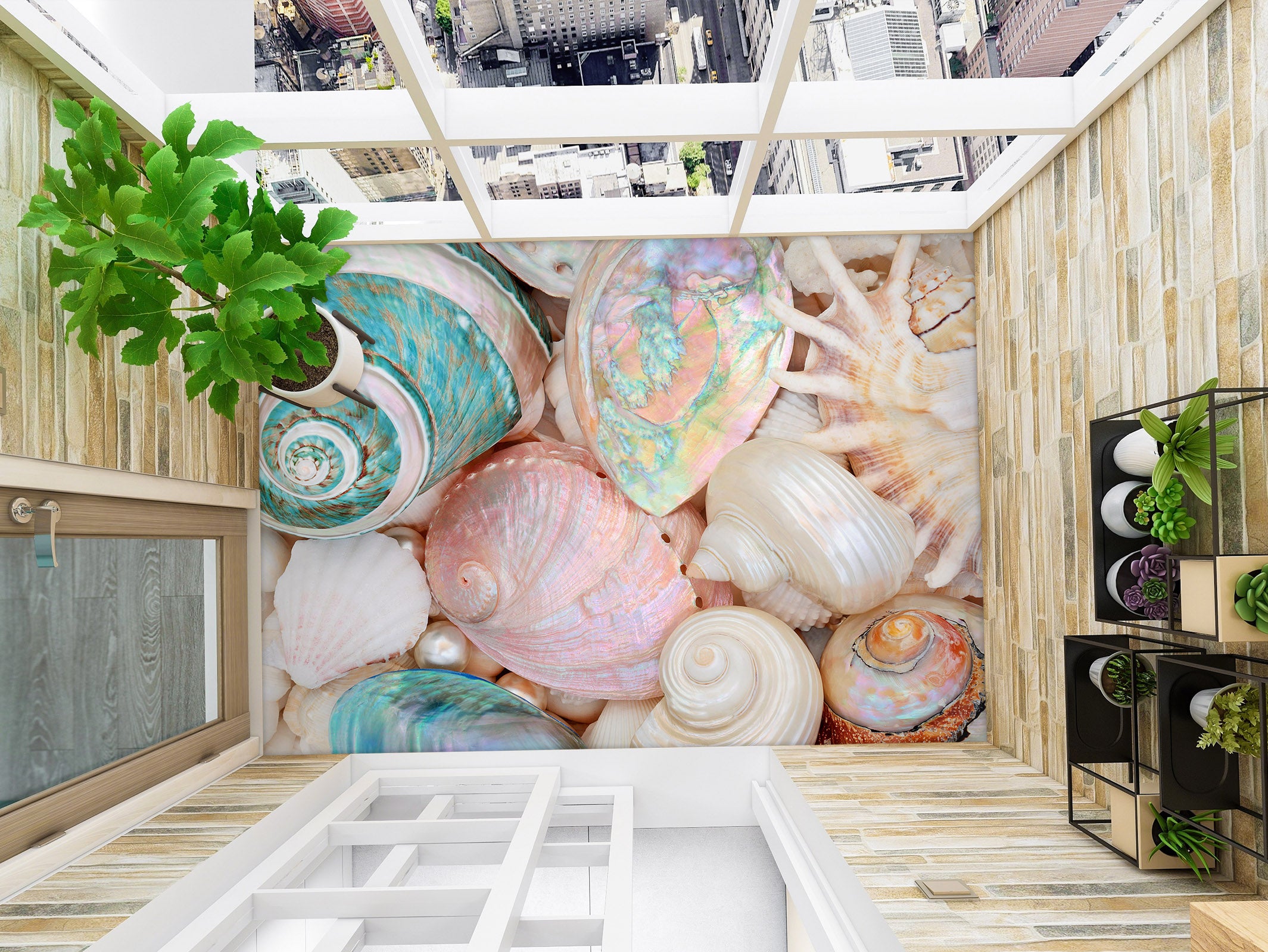 3D Colored Conch Art 787 Floor Mural Wallpaper Murals Rug & Mat Print Epoxy waterproof bath floor