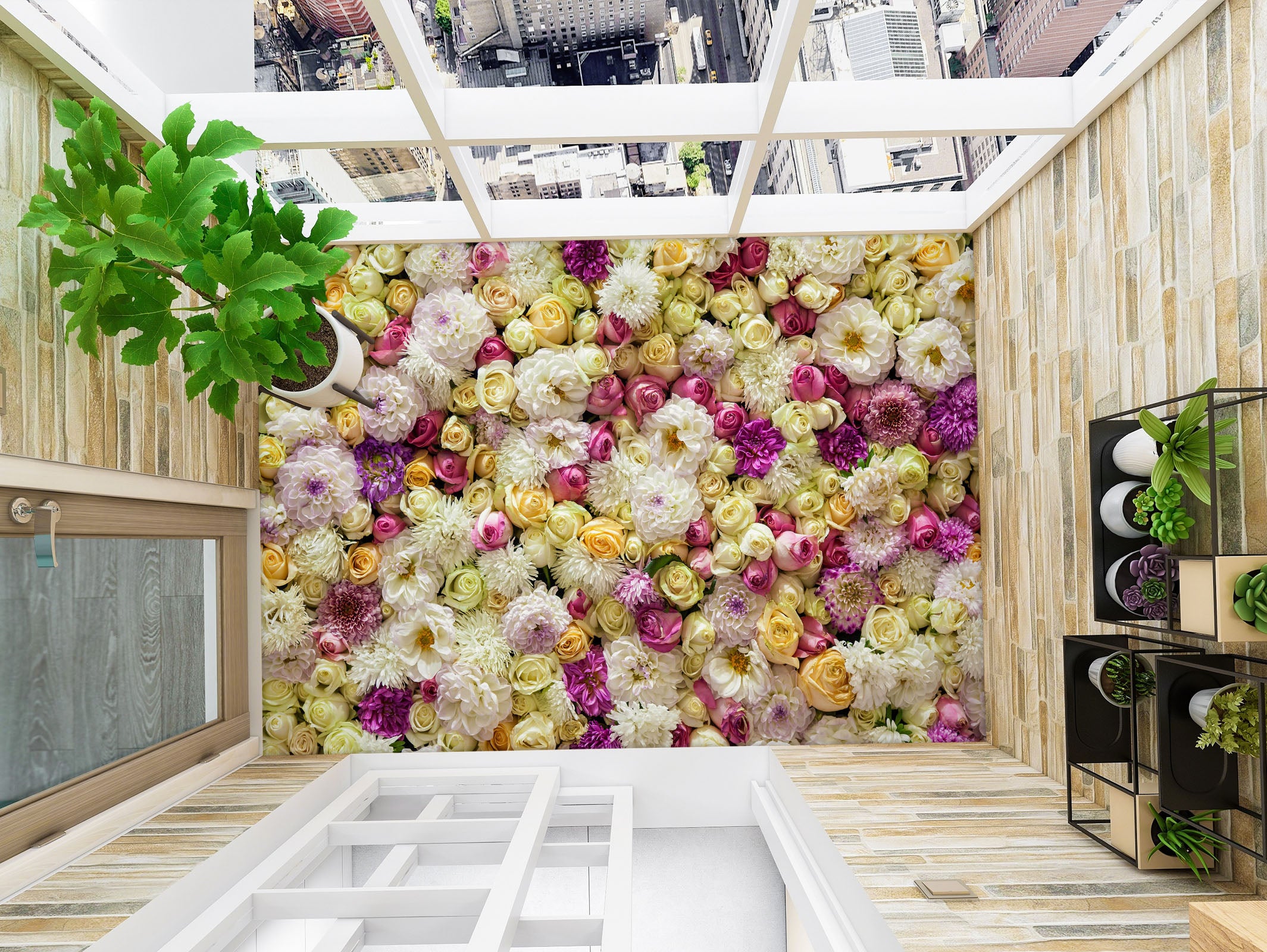 3D Lively Flowers 371 Floor Mural Wallpaper Murals Rug & Mat Print Epoxy waterproof bath floor