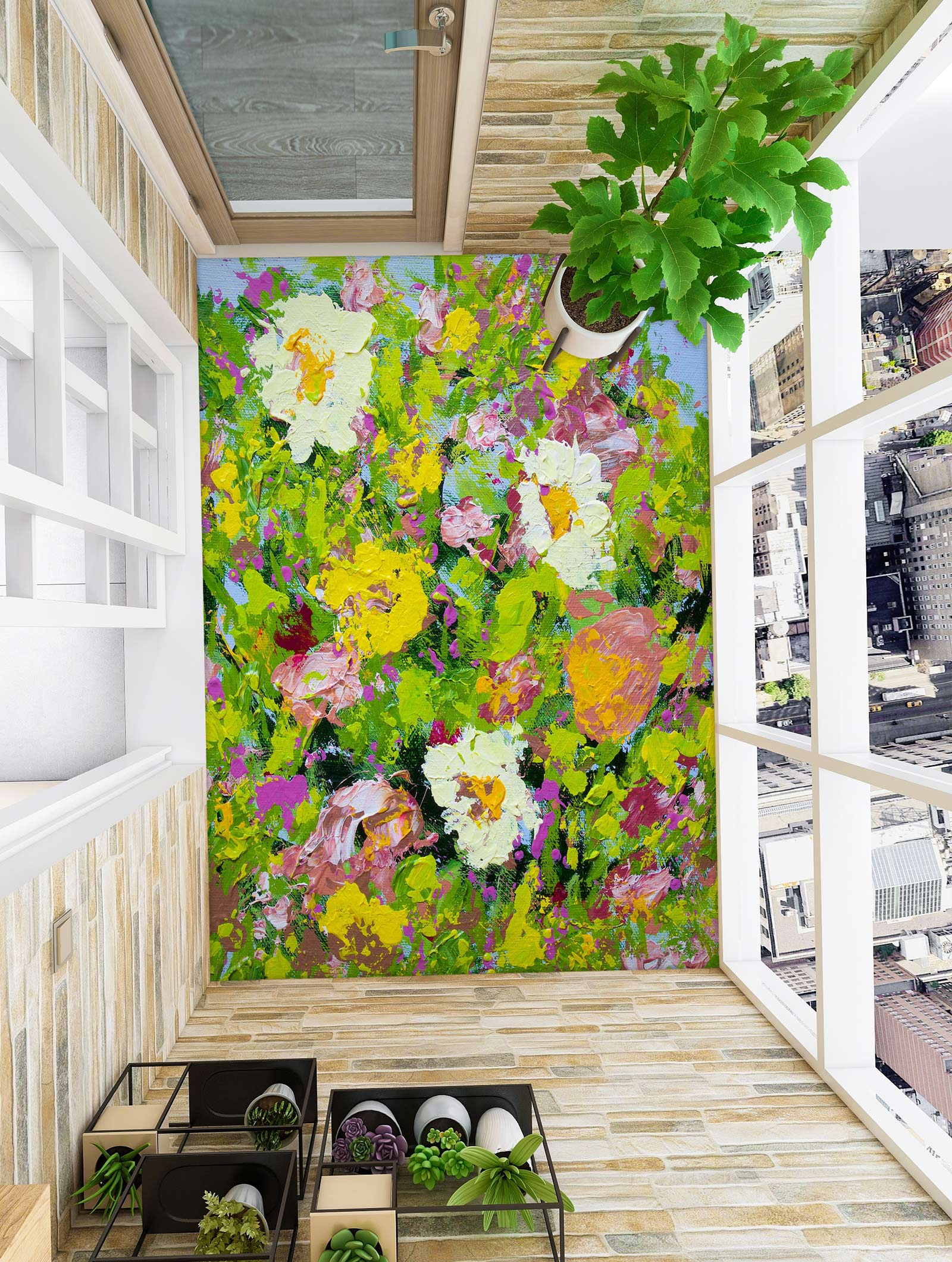 3D Oil Painting Colorful Flowers 96108 Allan P. Friedlander Floor Mural Wallpaper Murals Self-Adhesive Removable Print Epoxy