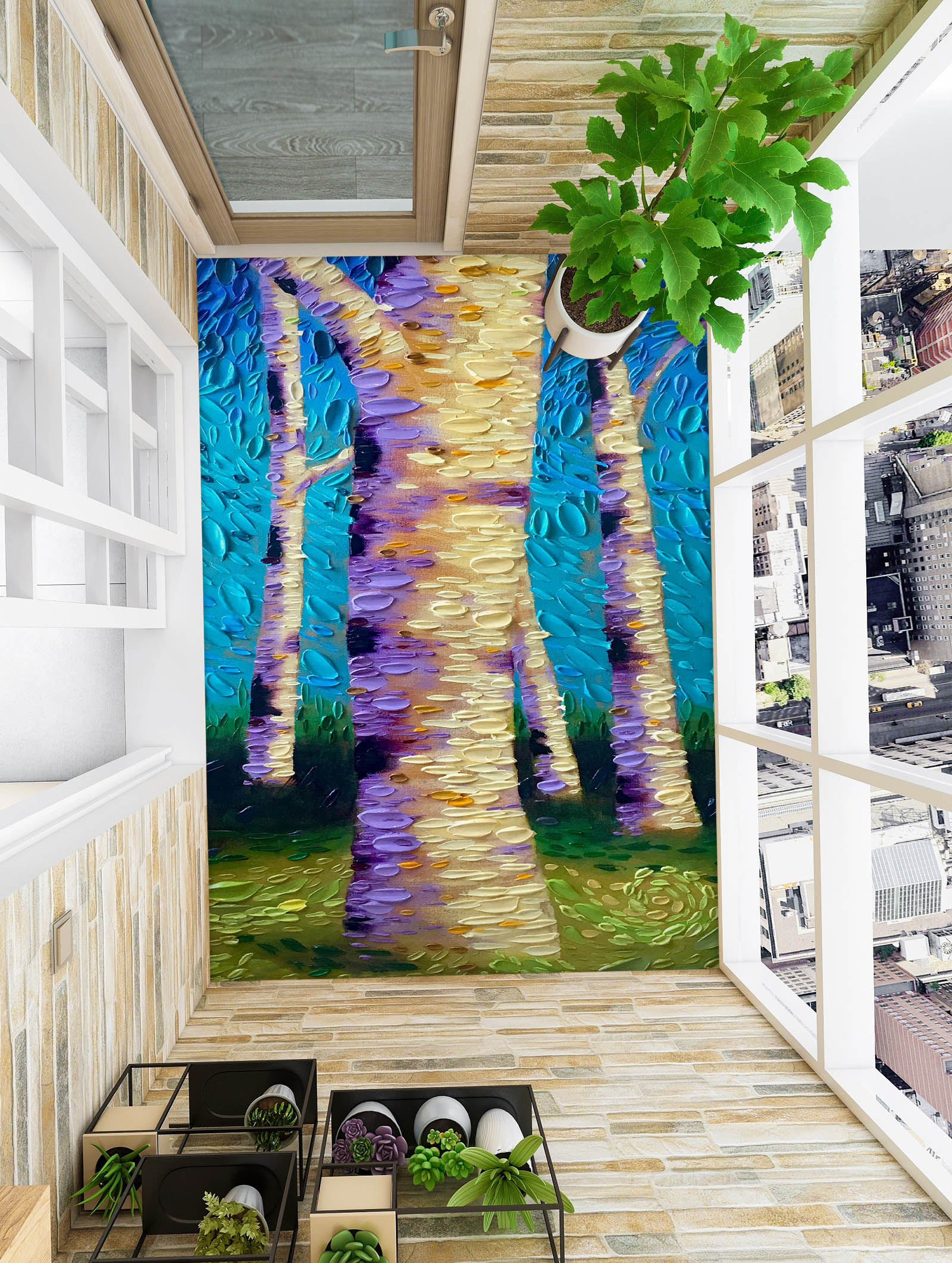 3D Trees Trunk Grass 102180 Dena Tollefson Floor Mural Wallpaper Murals Self-Adhesive Removable Print Epoxy