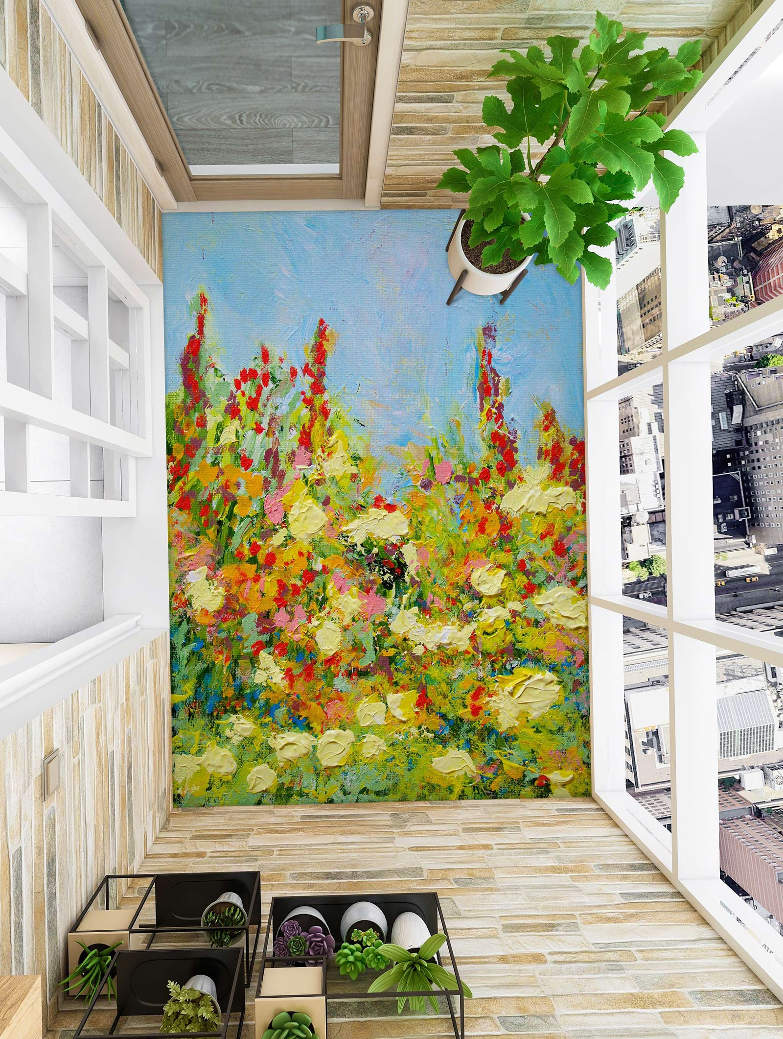 3D Oil Painting Flowers 96107 Allan P. Friedlander Floor Mural Wallpaper Murals Self-Adhesive Removable Print Epoxy