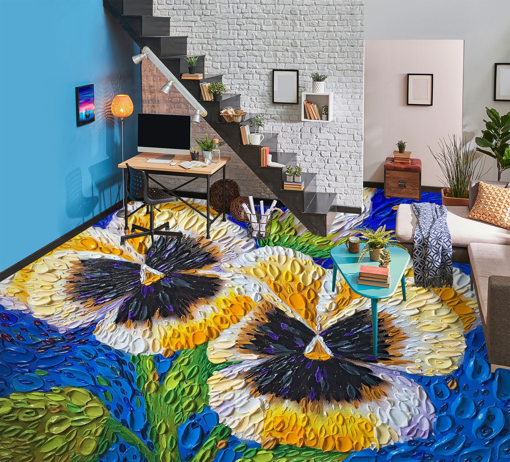3D Flowers 102177 Dena Tollefson Floor Mural Wallpaper Murals Self-Adhesive Removable Print Epoxy