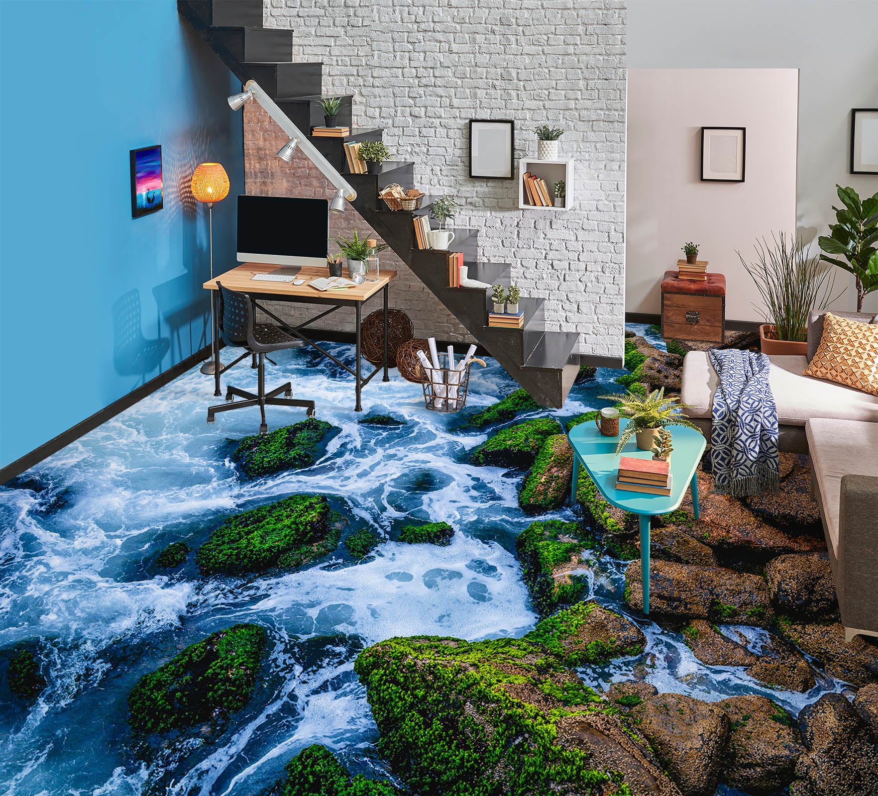 3D Stone Moss 331 Floor Mural Wallpaper Murals Rug & Mat Print Epoxy waterproof bath floor