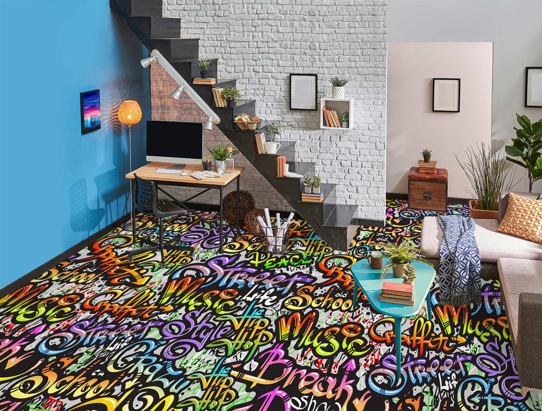 3D Colorful Art Letters 1148 Floor Mural Wallpaper Murals Self-Adhesive Removable Print Epoxy