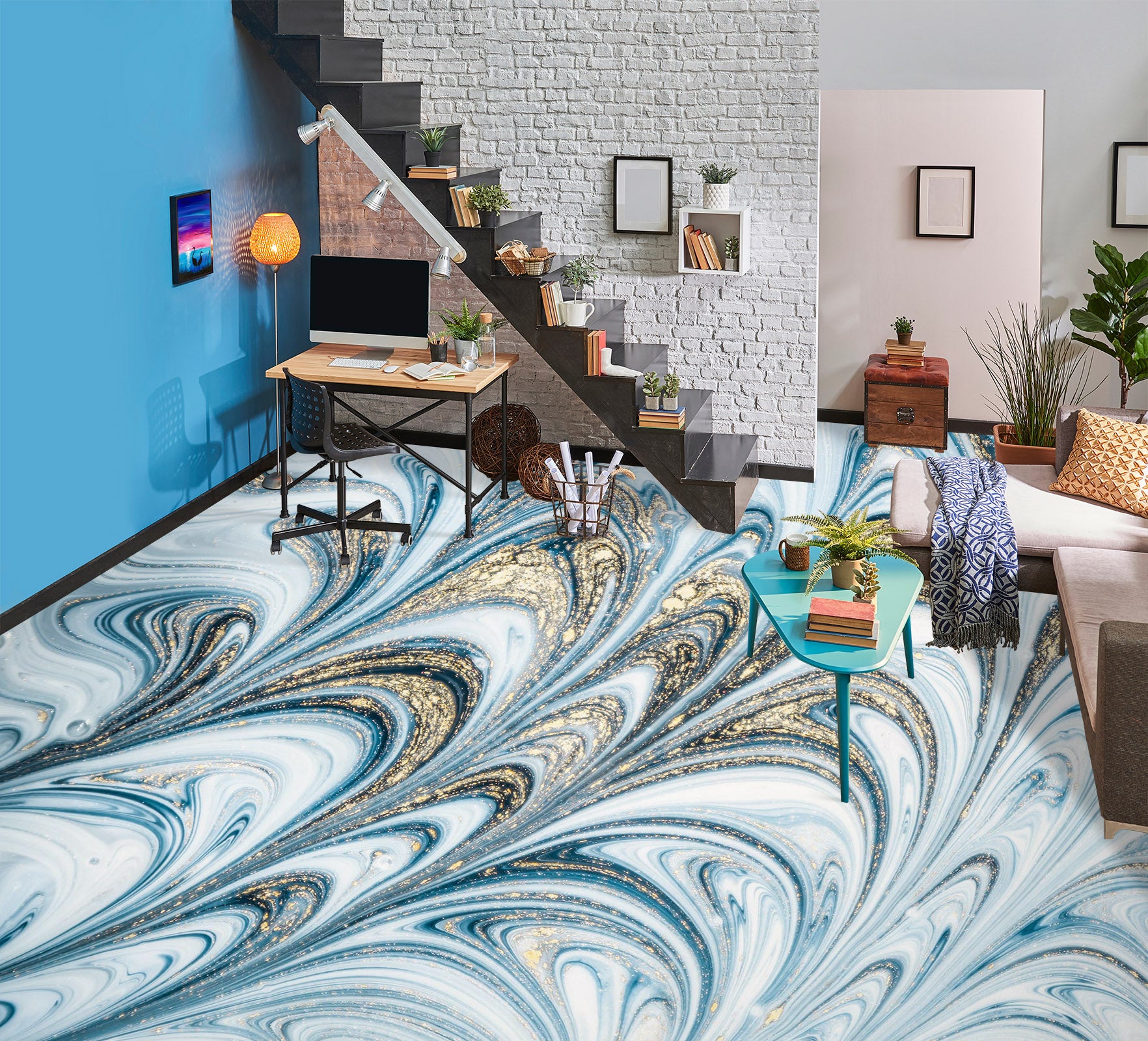 3D Radian Texture 380 Floor Mural Wallpaper Murals Rug & Mat Print Epoxy waterproof bath floor