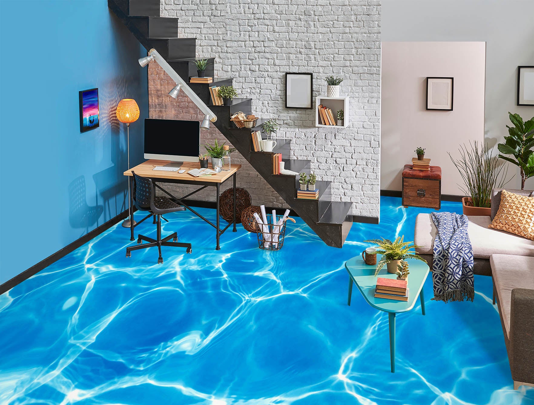 3D Light Ripple Art 1379 Floor Mural Wallpaper Murals Self-Adhesive Removable Print Epoxy