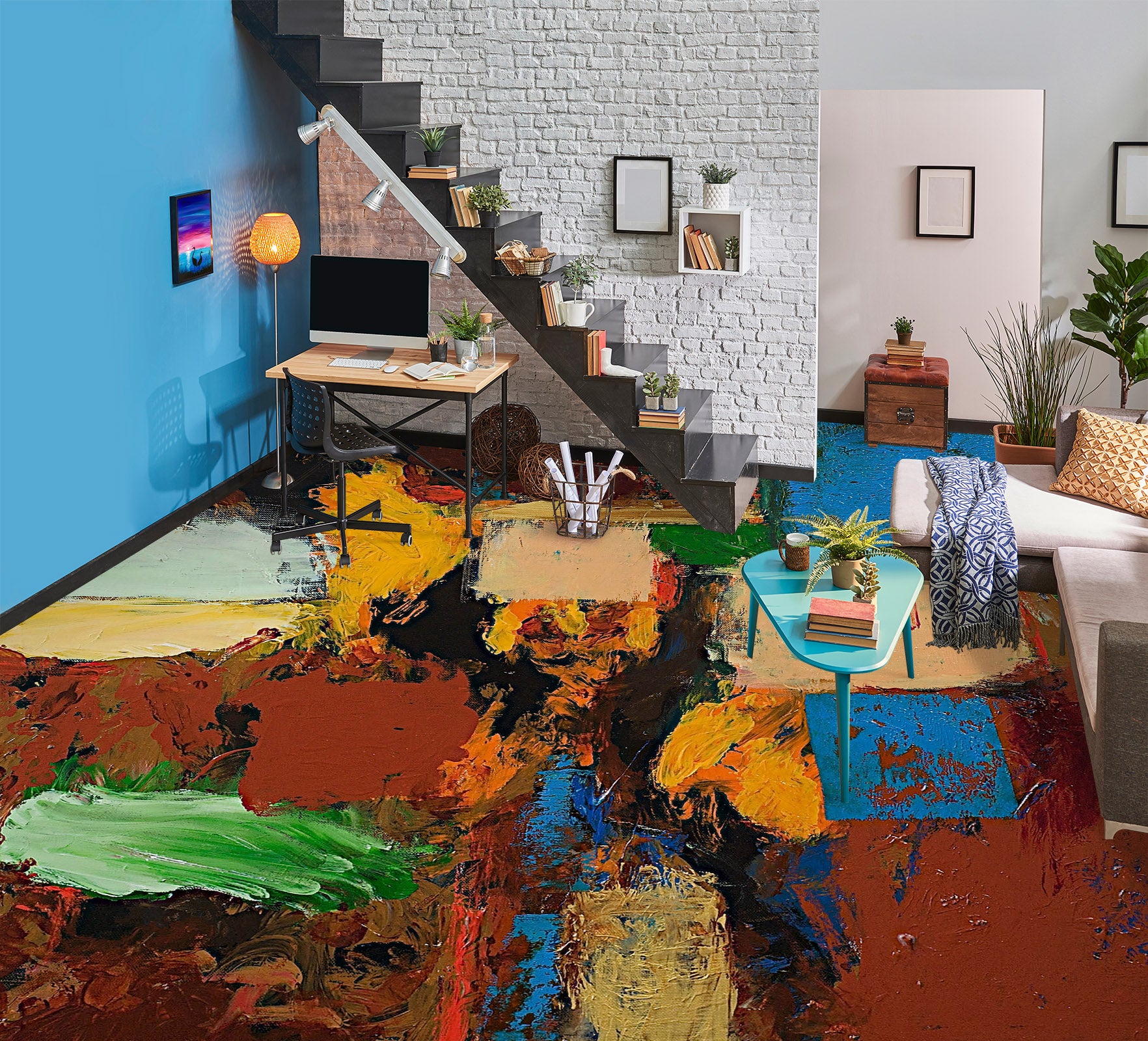 3D Brown Paint Pattern 9922 Allan P. Friedlander Floor Mural Wallpaper Murals Self-Adhesive Removable Print Epoxy