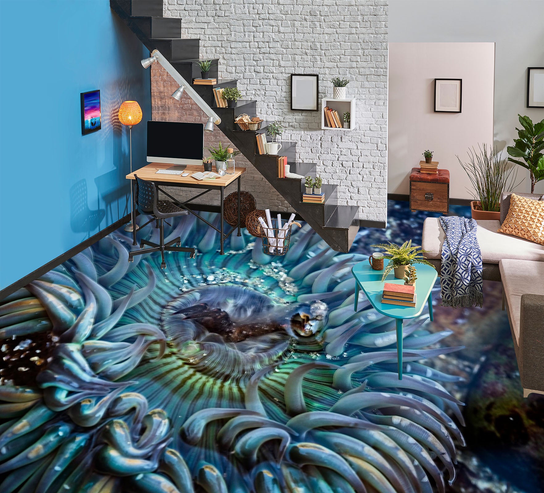 3D Flower Core 98191 Kathy Barefield Floor Mural Wallpaper Murals Self-Adhesive Removable Print Epoxy