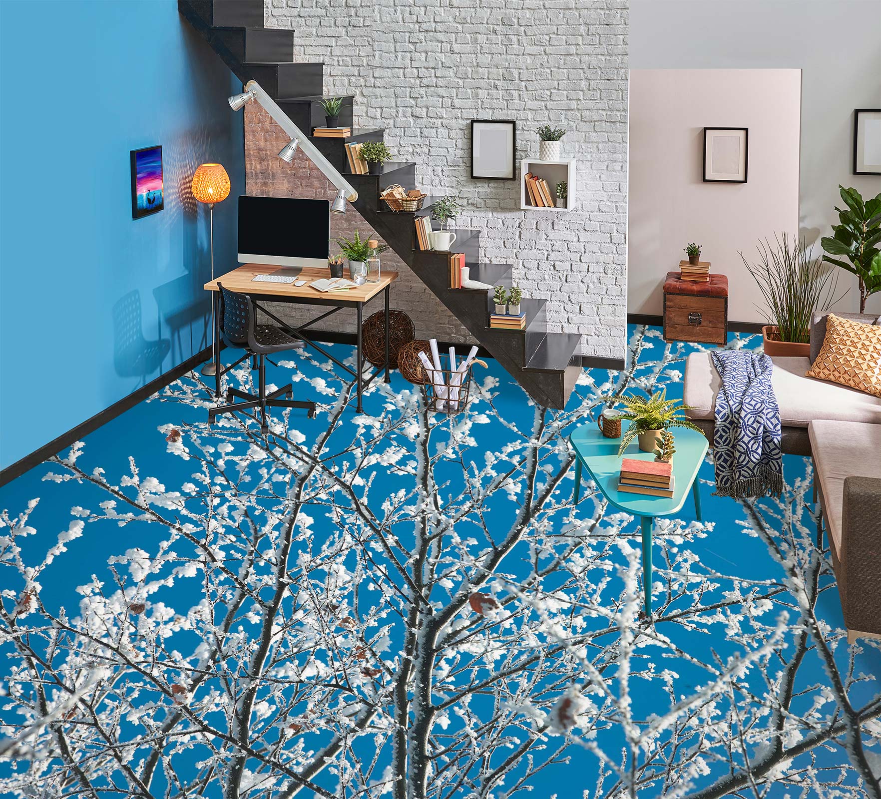 3D Snow Tree 9861 Assaf Frank Floor Mural Wallpaper Murals Self-Adhesive Removable Print Epoxy