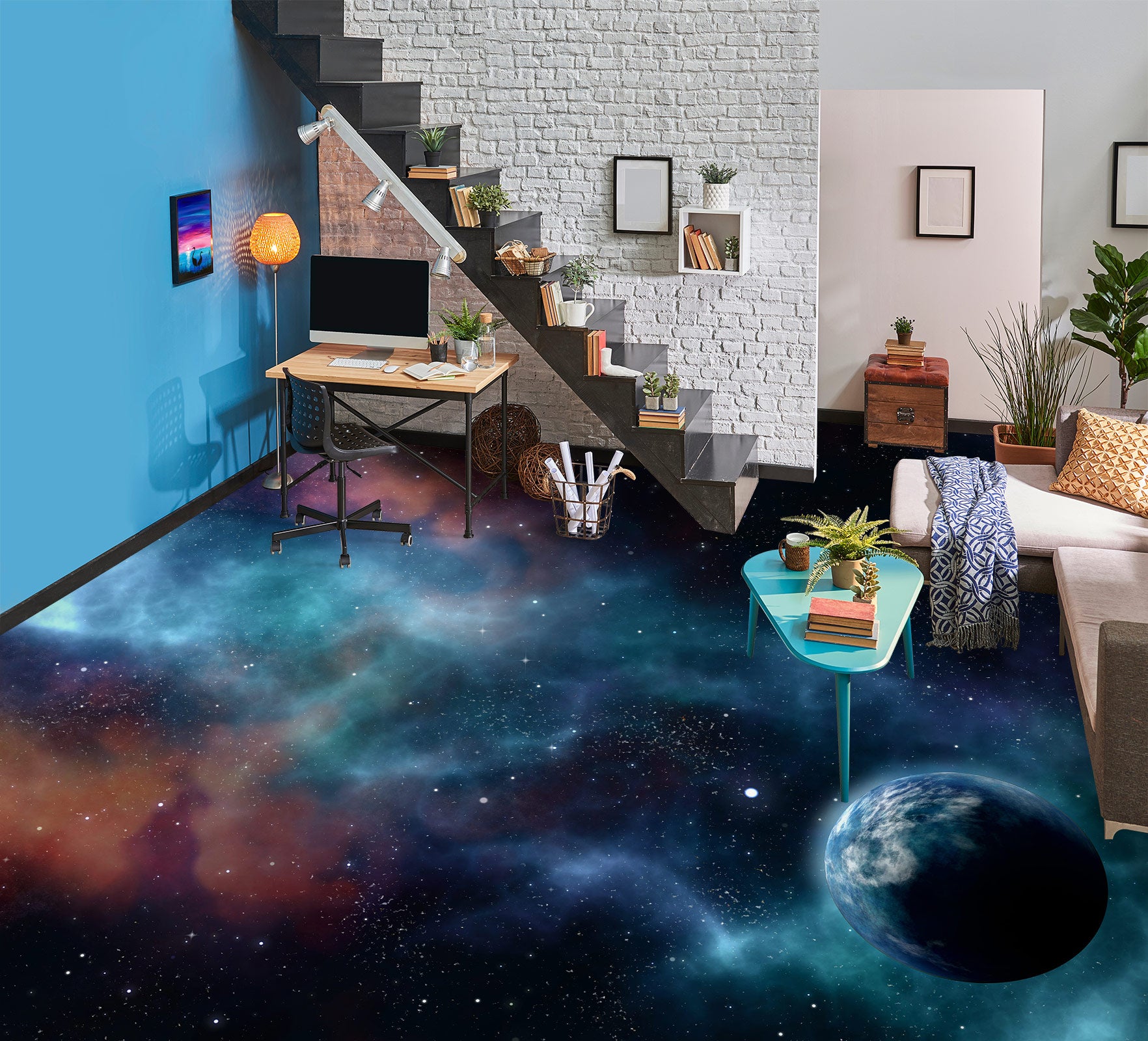 3D Story Universe 1180 Floor Mural Wallpaper Murals Self-Adhesive Removable Print Epoxy