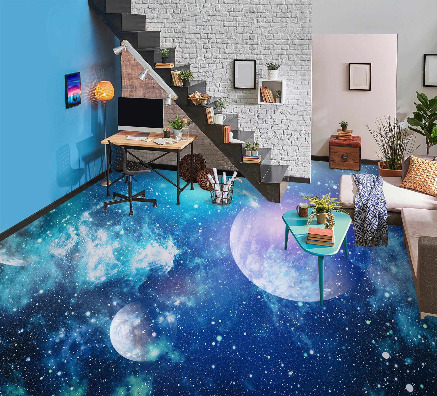 3D Light Purple Planet 119 Floor Mural Wallpaper Murals Rug & Mat Print Epoxy waterproof bath floor