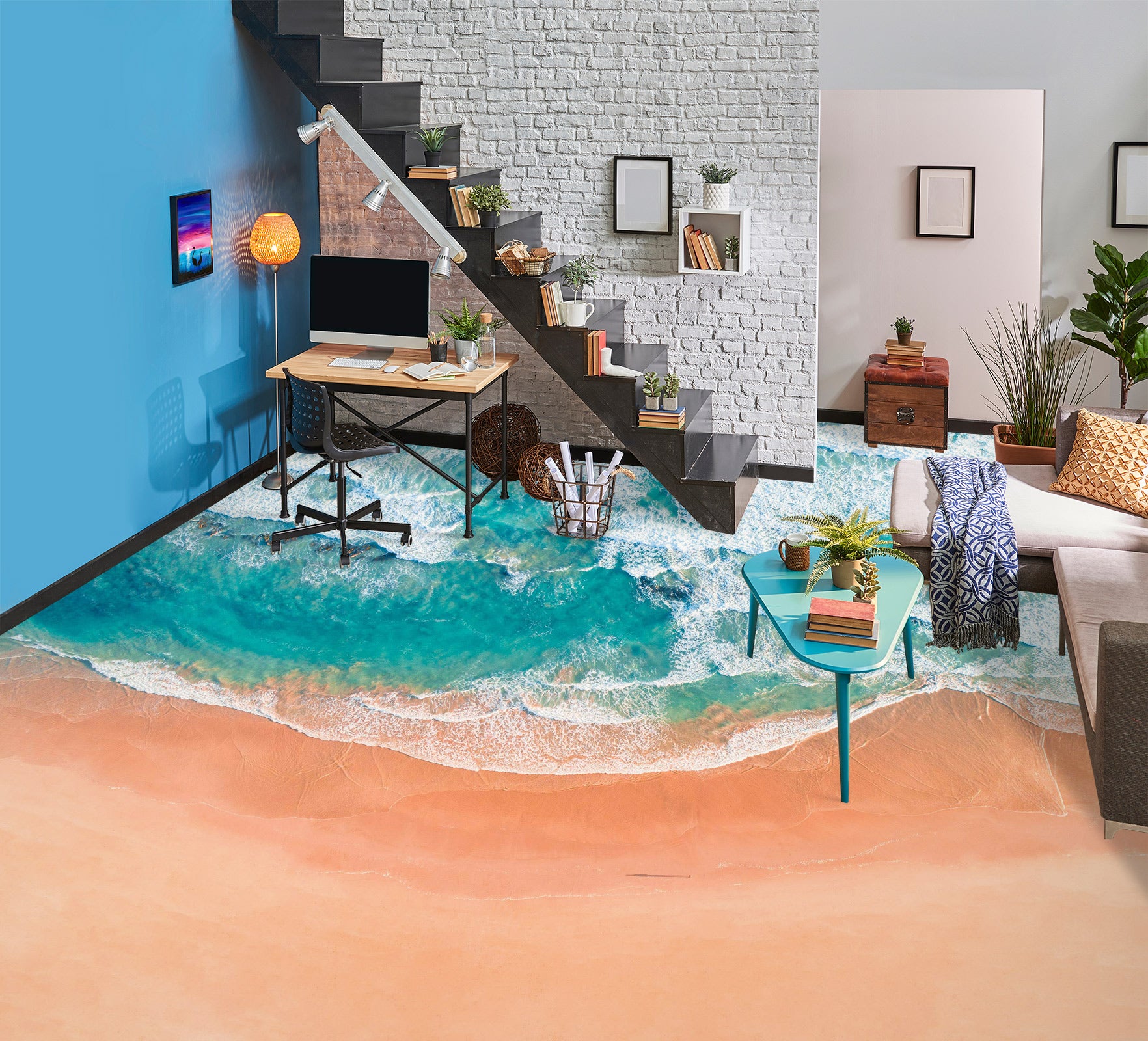 3D Cool Beach 163 Floor Mural Wallpaper Murals Rug & Mat Print Epoxy waterproof bath floor