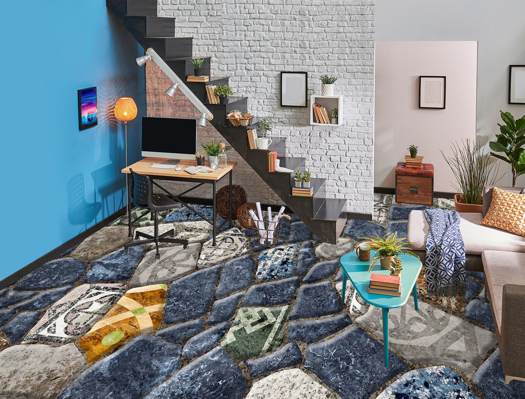 3D Hard Colored Stones 947 Floor Mural Wallpaper Murals Rug & Mat Print Epoxy waterproof bath floor
