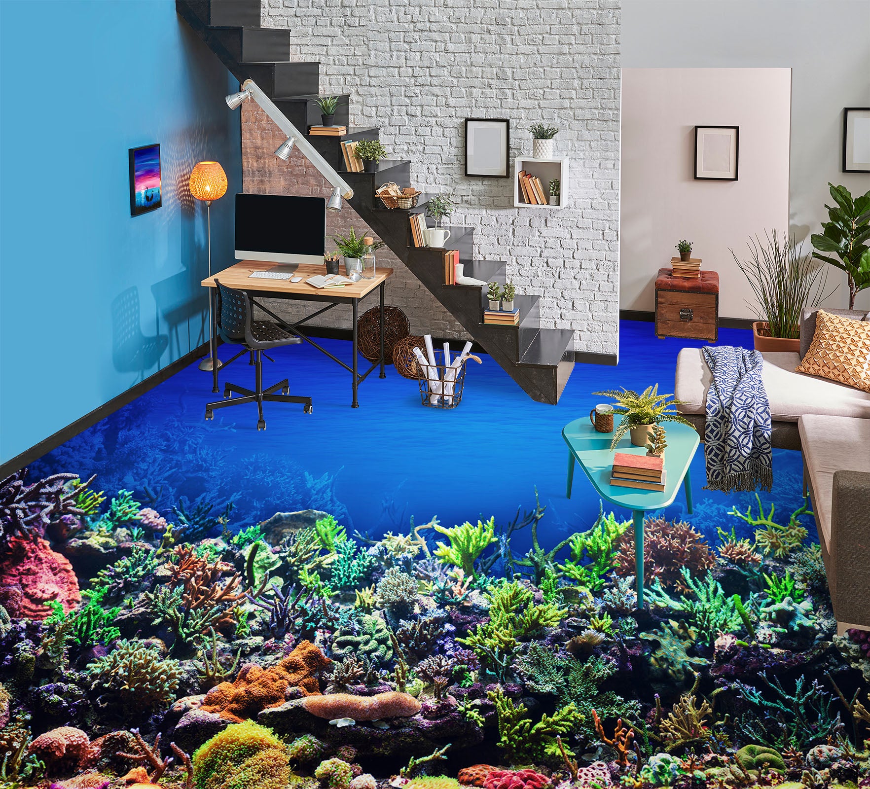 3D Healthy Ocean World 1470 Floor Mural Wallpaper Murals Self-Adhesive Removable Print Epoxy