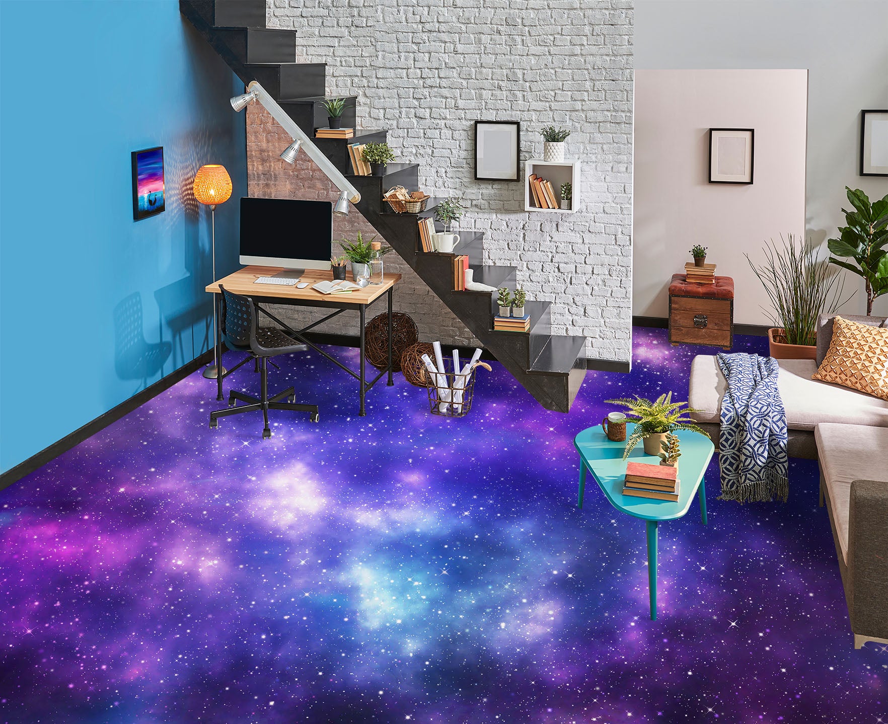 3D Charming Purple Galaxy 235 Floor Mural Wallpaper Murals Rug & Mat Print Epoxy waterproof bath floor