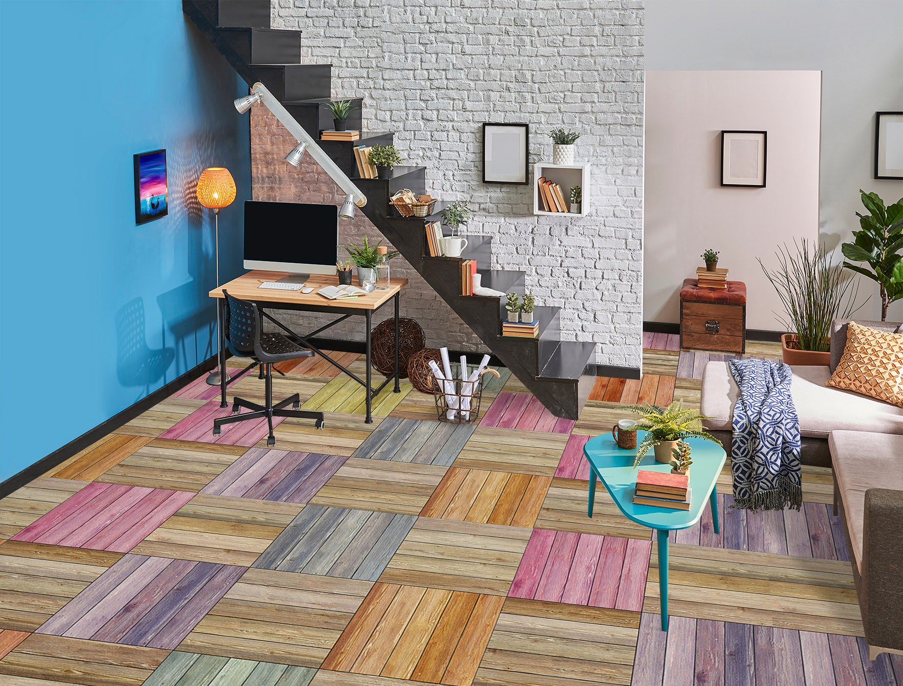 3D Colorful Wood Grains 820 Floor Mural Wallpaper Murals Rug & Mat Print Epoxy waterproof bath floor