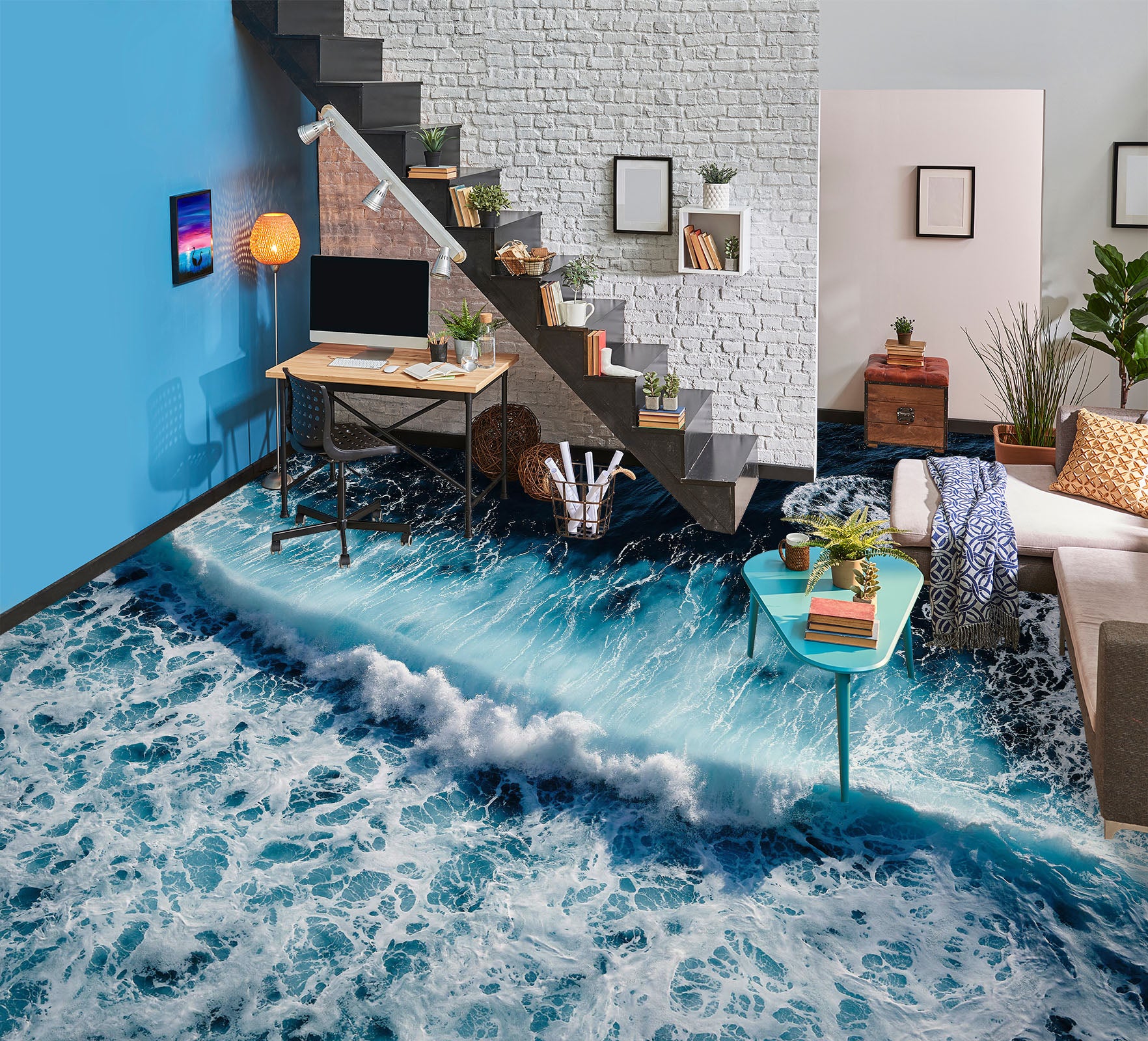 3D Sea Waves Are Coming 774 Floor Mural Wallpaper Murals Rug & Mat Print Epoxy waterproof bath floor