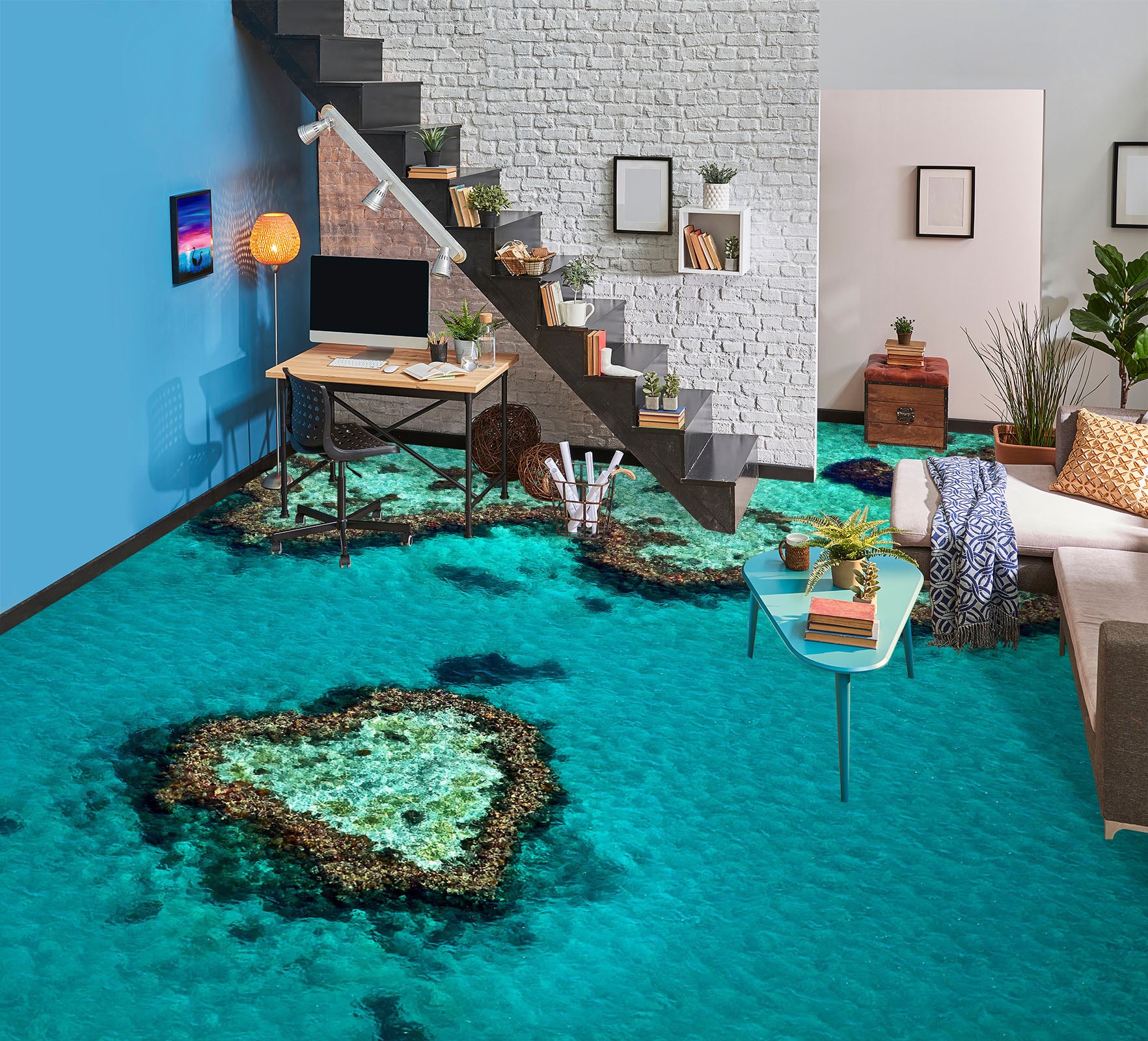 3D Love Island Art 309 Floor Mural