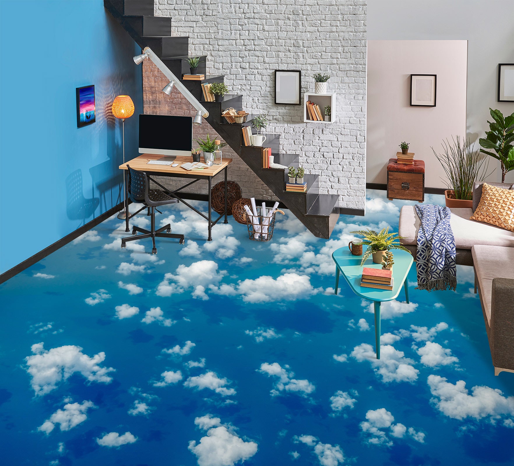 3D Story Clouds 132 Floor Mural Wallpaper Murals Rug & Mat Print Epoxy waterproof bath floor