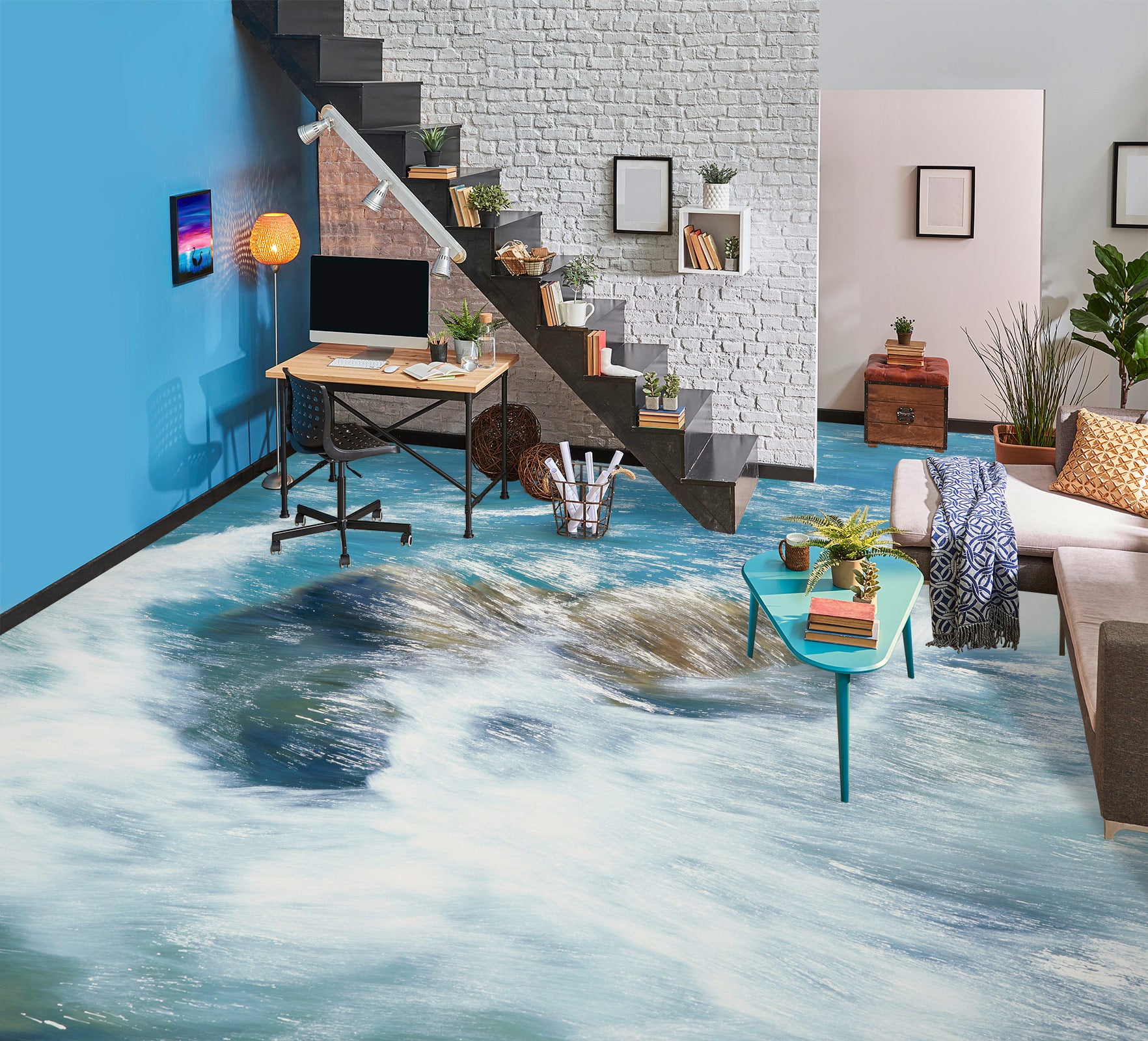 3D Sea Of Time 1381 Floor Mural Wallpaper Murals Self-Adhesive Removable Print Epoxy