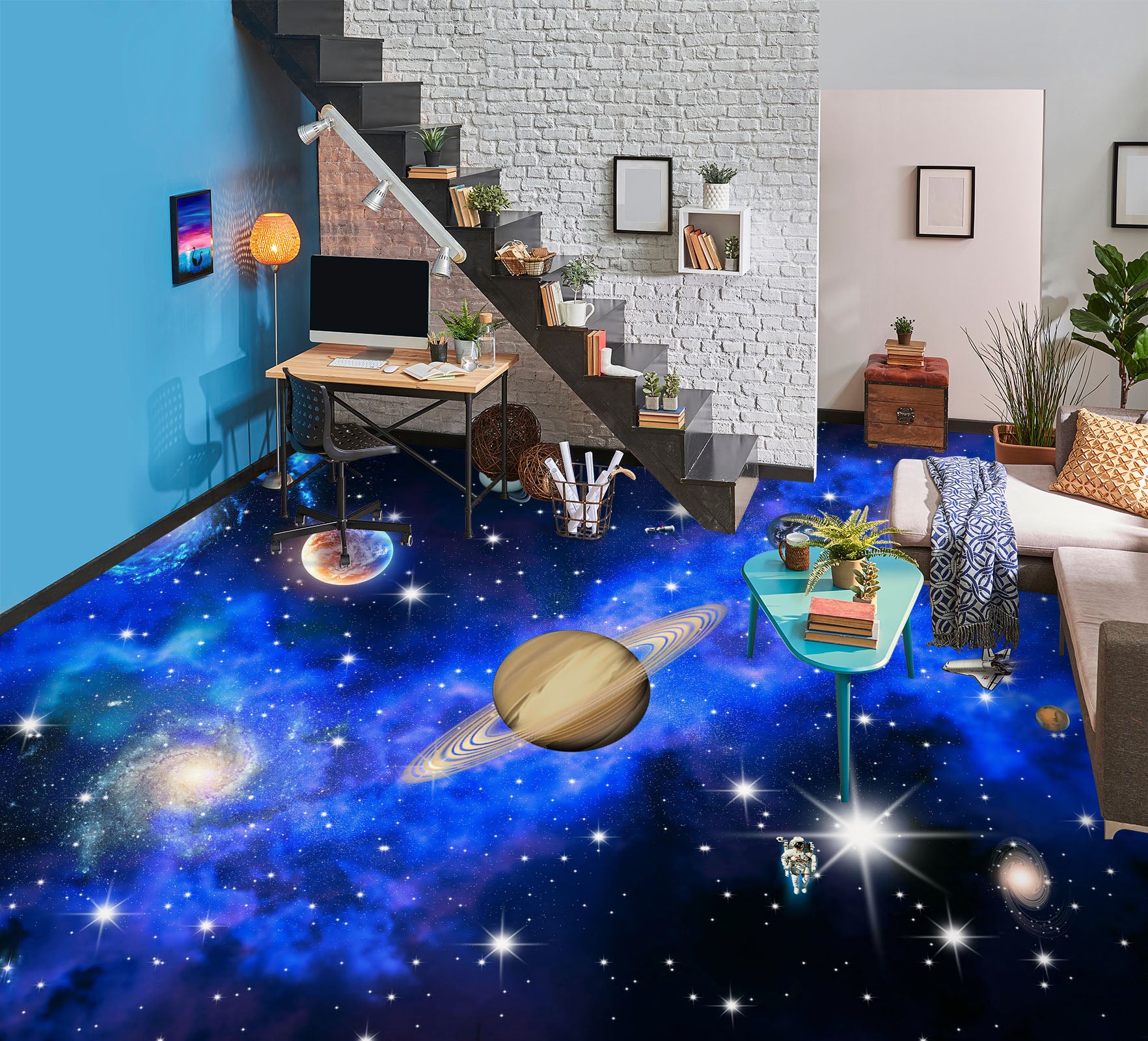 3D Fantasy Saturn 427 Floor Mural Wallpaper Murals Rug & Mat Print Epoxy waterproof bath floor
