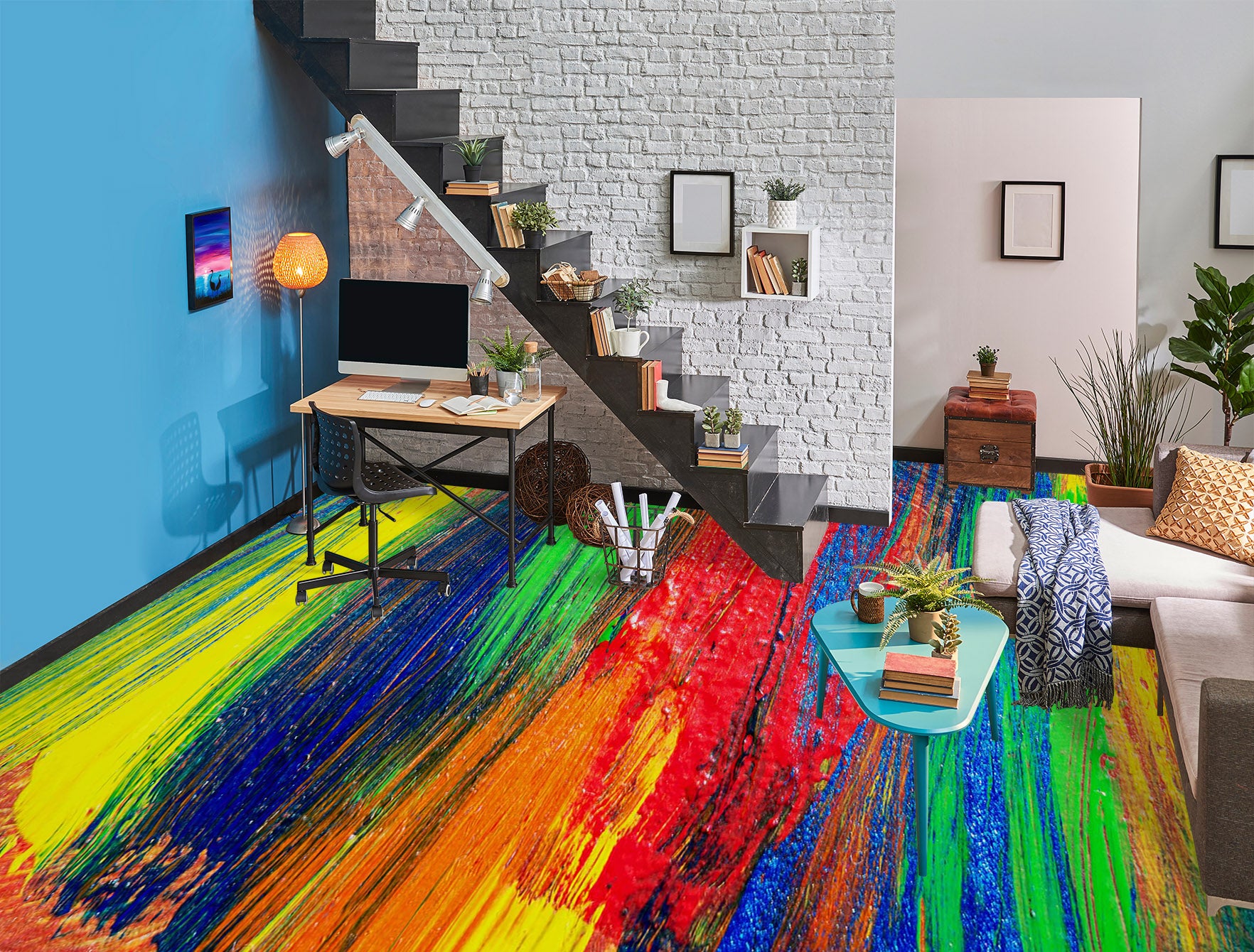 3D Rich Colorful Paints 1251 Floor Mural Wallpaper Murals Self-Adhesive Removable Print Epoxy