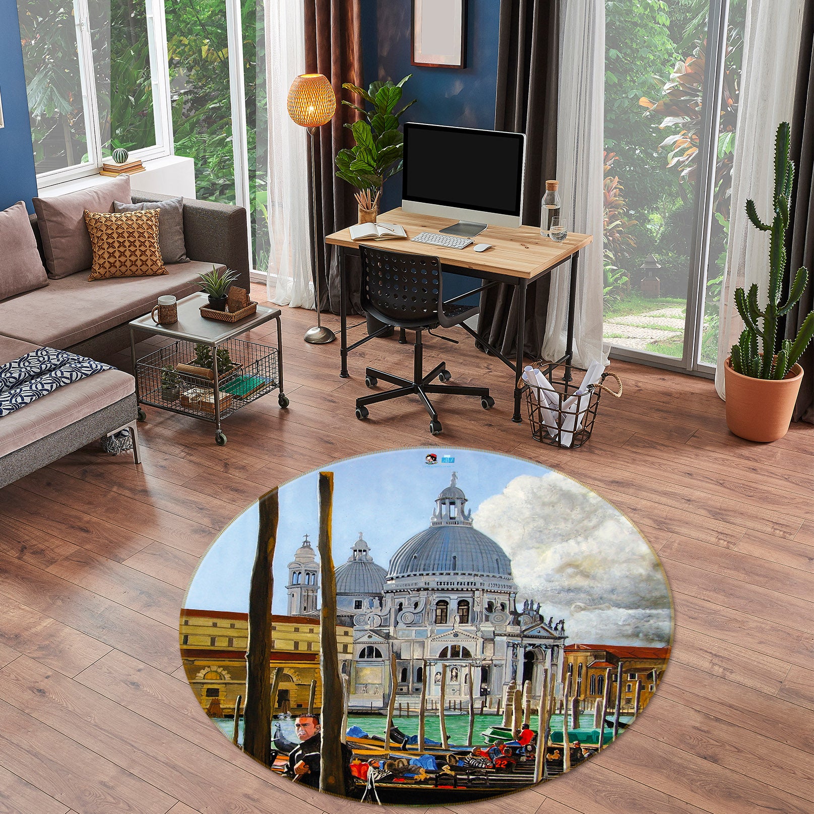 3D Building Vessel 110101 Matthew Holden Bates Rug Round Non Slip Rug Mat