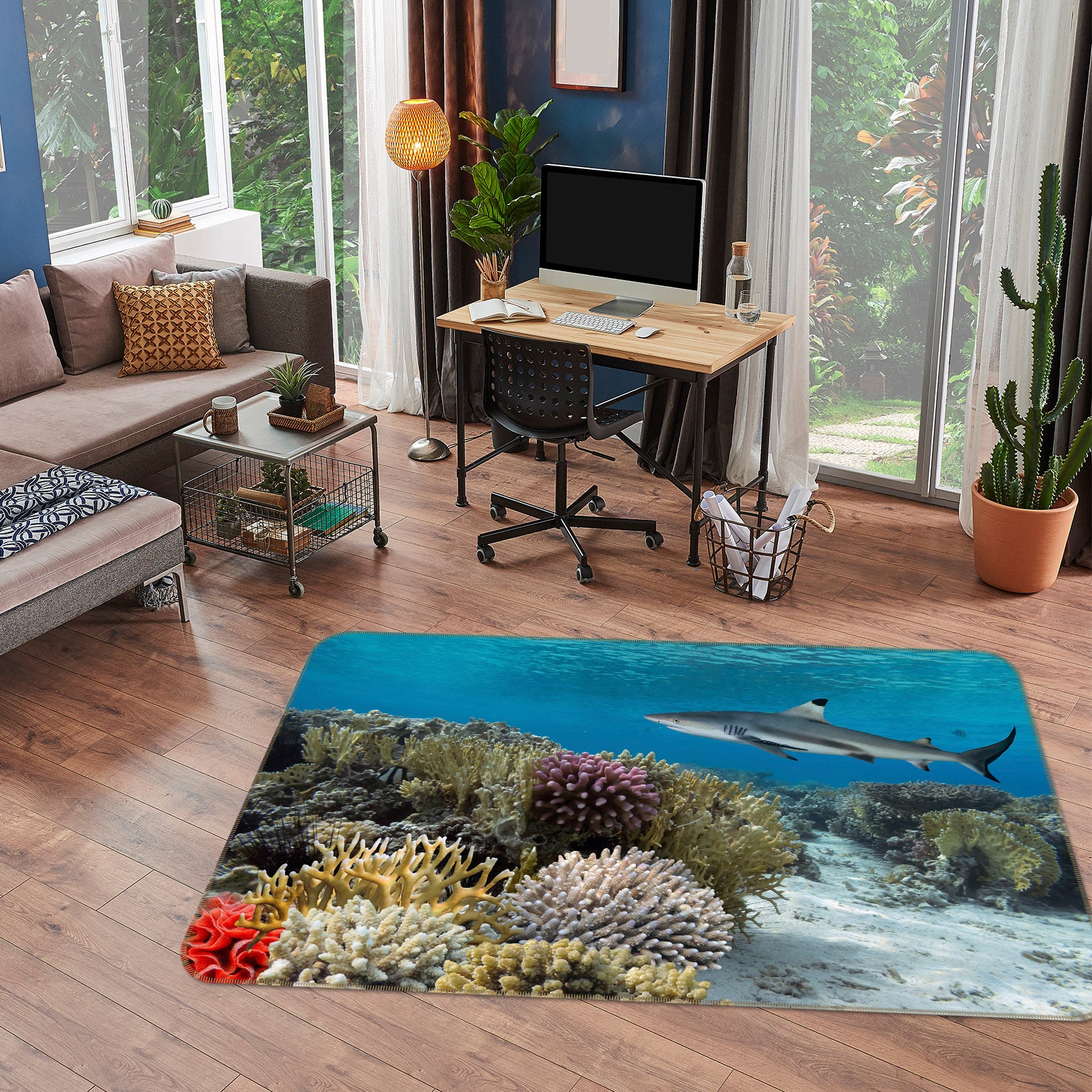 3D Coral Shark 076 Animal Non Slip Rug Mat