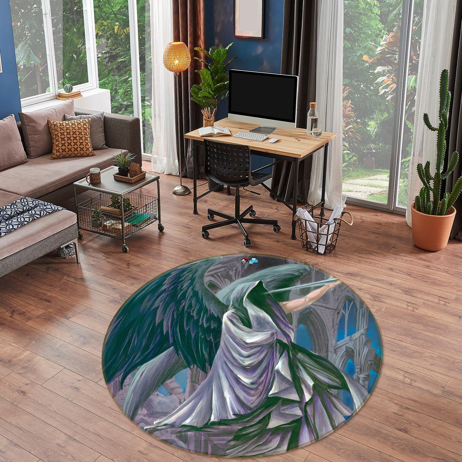 3D Dark Wings 8353 Ruth Thompson Rug Round Non Slip Rug Mat