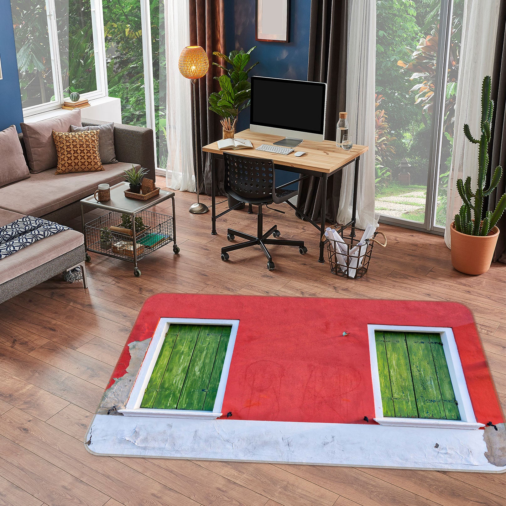 3D Green Gate 1101 Marco Carmassi Rug Non Slip Rug Mat