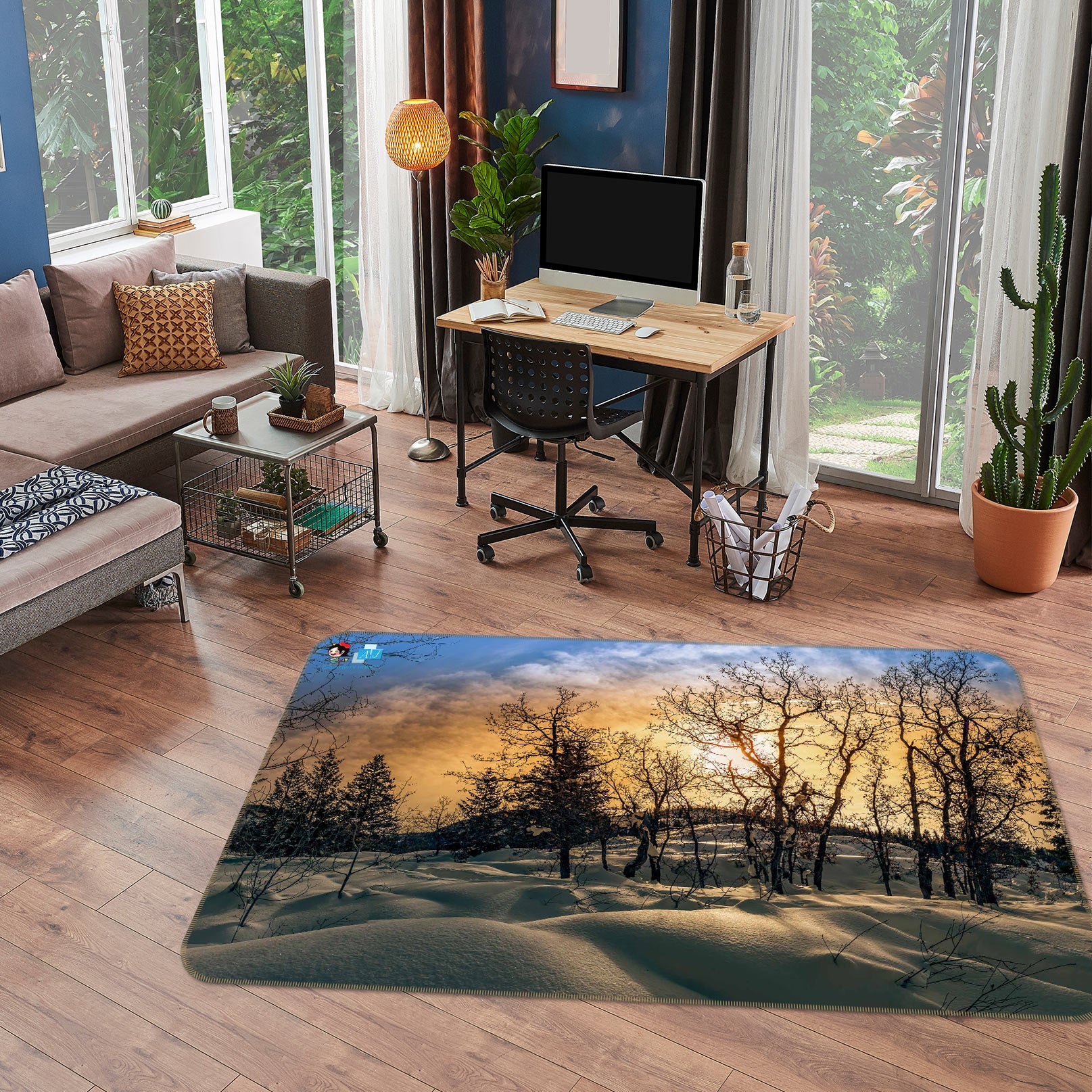 3D Snow Trees 5160 Beth Sheridan Rug Non Slip Rug Mat