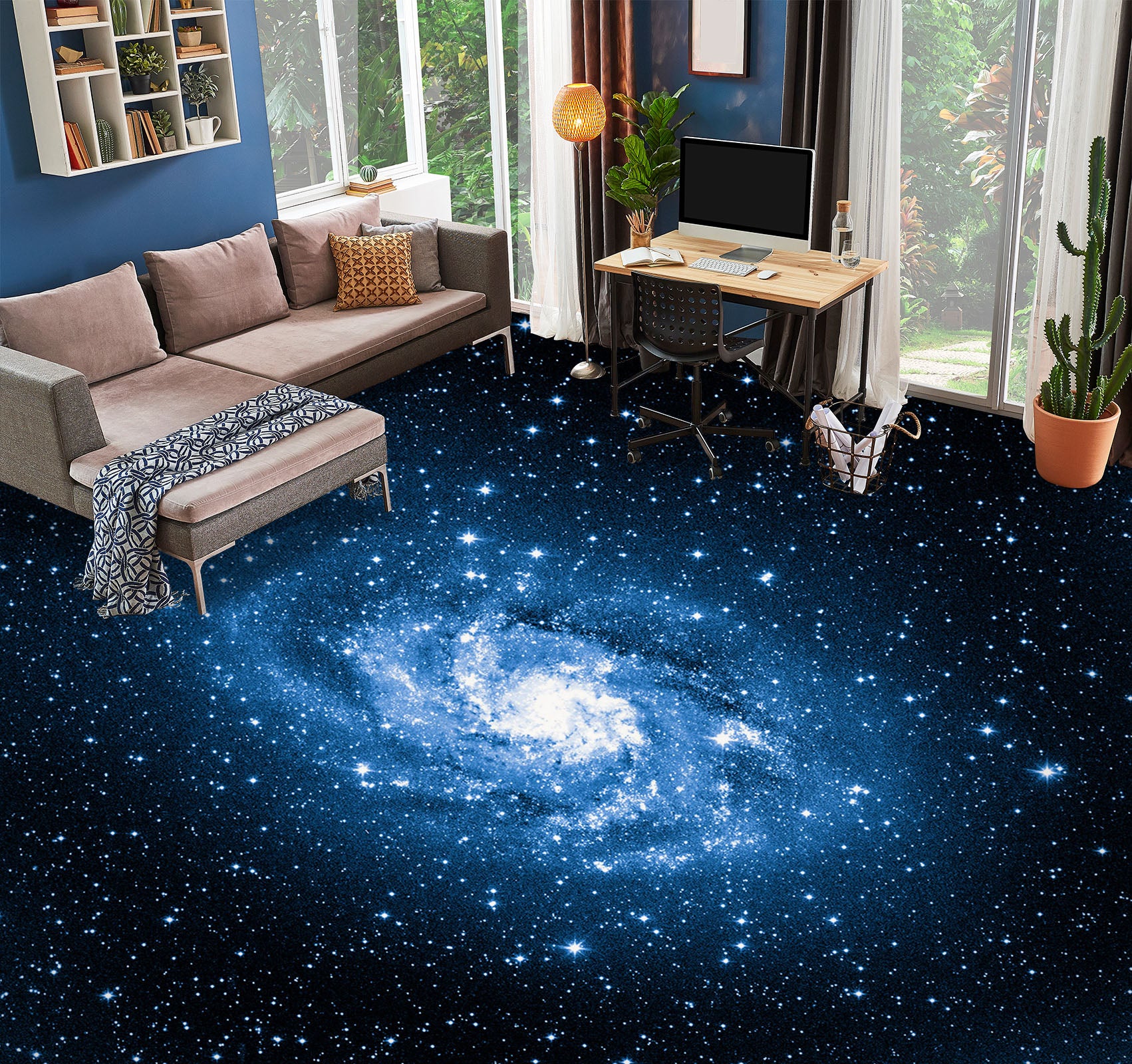 3D Psychedelic Blue Galaxy 515 Floor Mural Wallpaper Murals Rug & Mat Print Epoxy waterproof bath floor