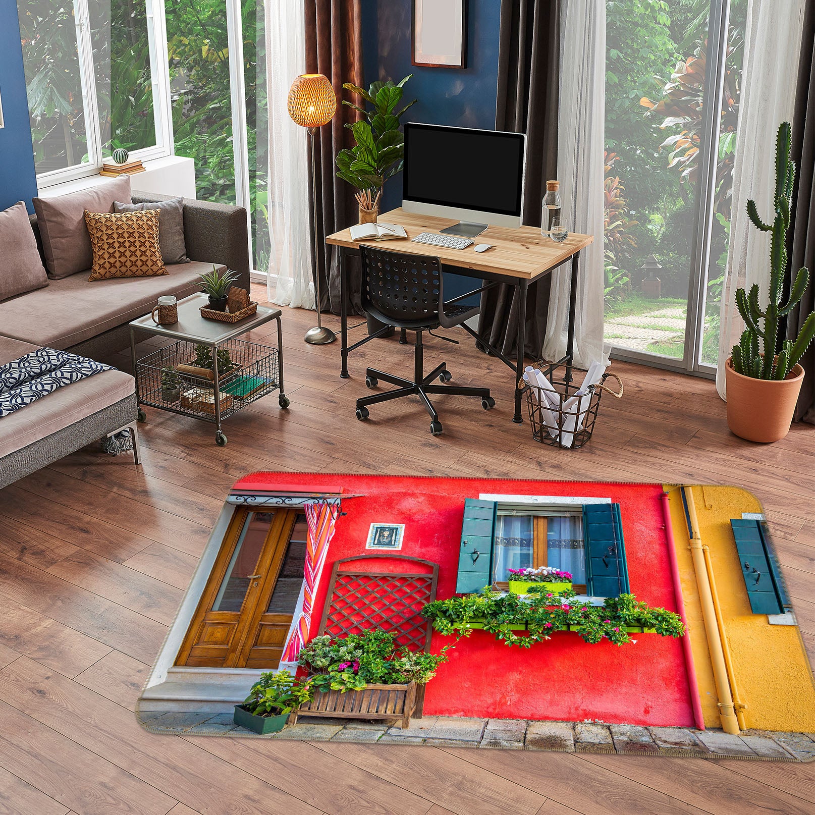 3D Red Wall 1189 Marco Carmassi Rug Non Slip Rug Mat