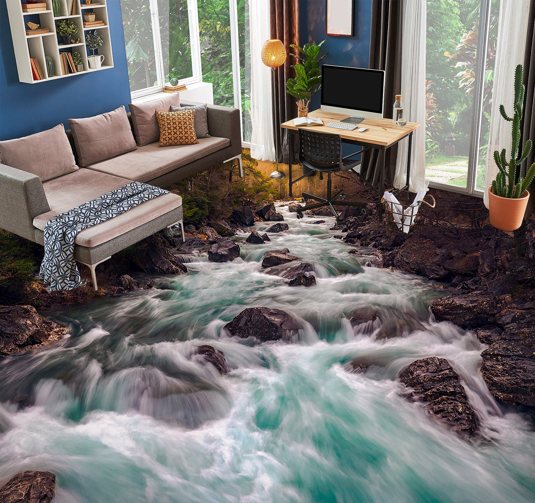 3D Fierce Creek 859 Floor Mural Wallpaper Murals Rug & Mat Print Epoxy waterproof bath floor