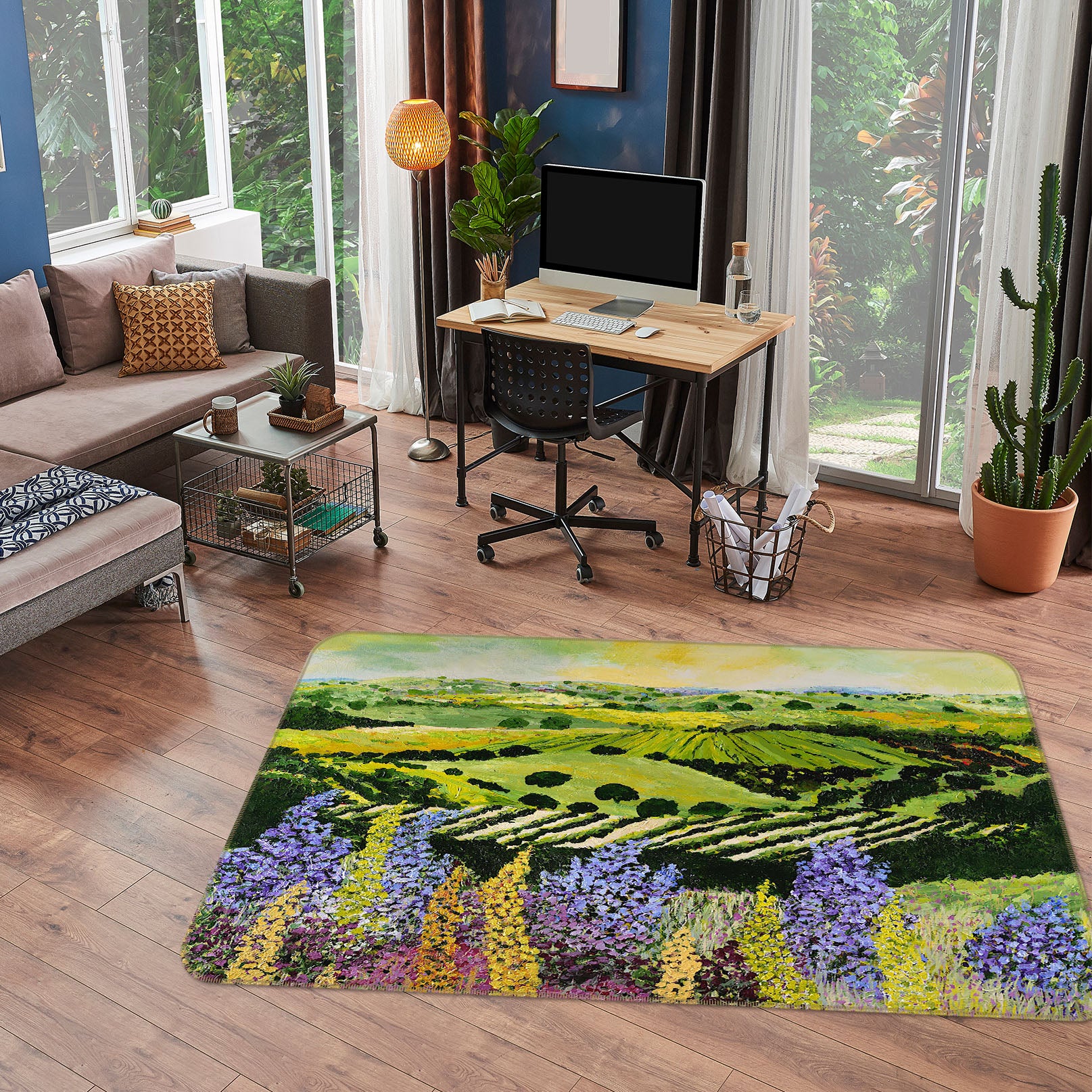3D Purple Garden 1005 Allan P. Friedlander Rug Non Slip Rug Mat