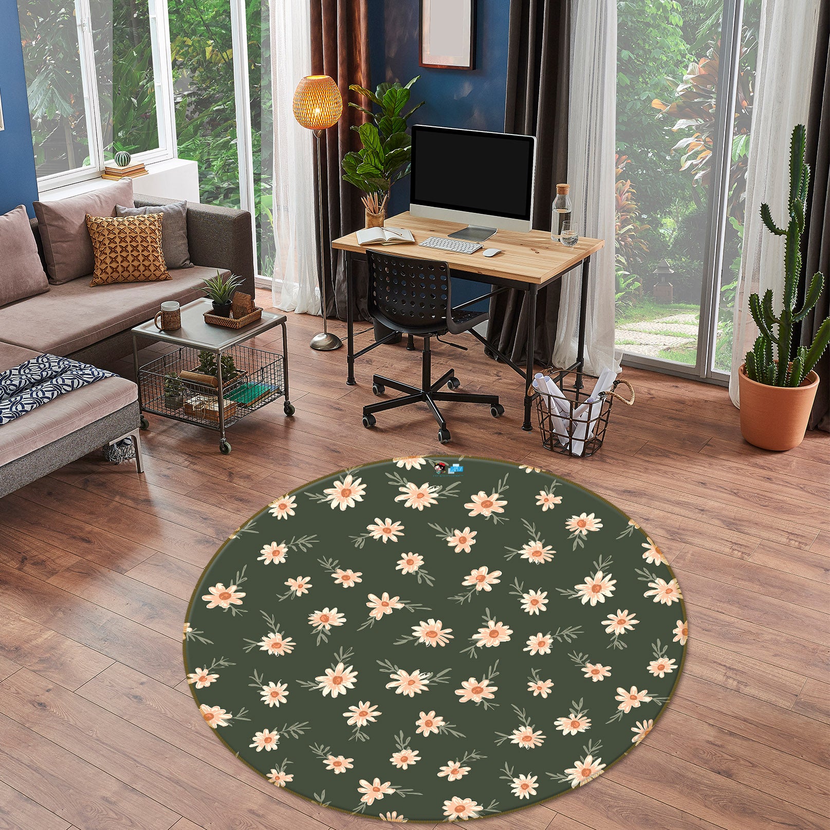 3D Daisy Pattern 10573 Kashmira Jayaprakash Rug Round Non Slip Rug Mat