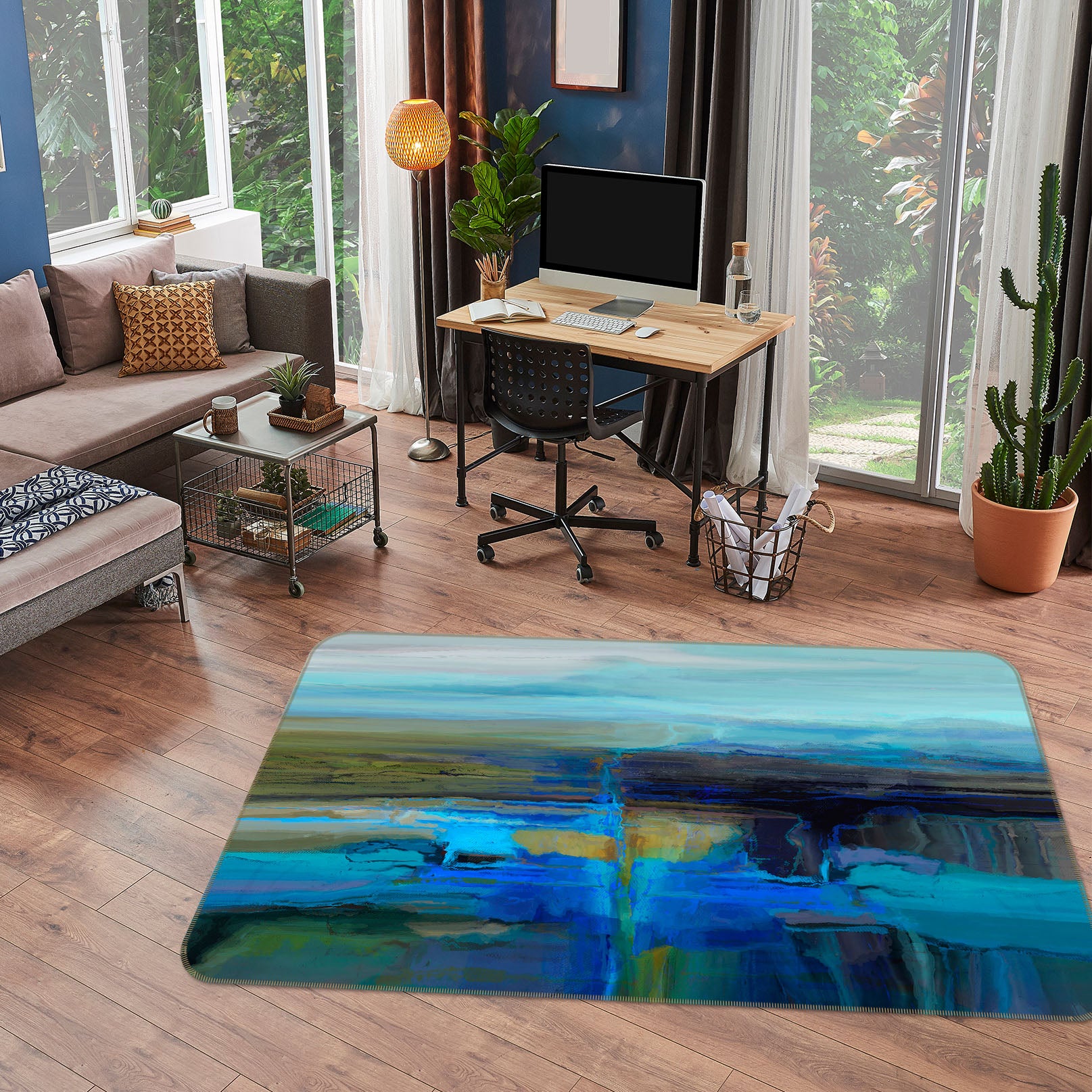 3D Blue Lake 1025 Michael Tienhaara Rug Non Slip Rug Mat