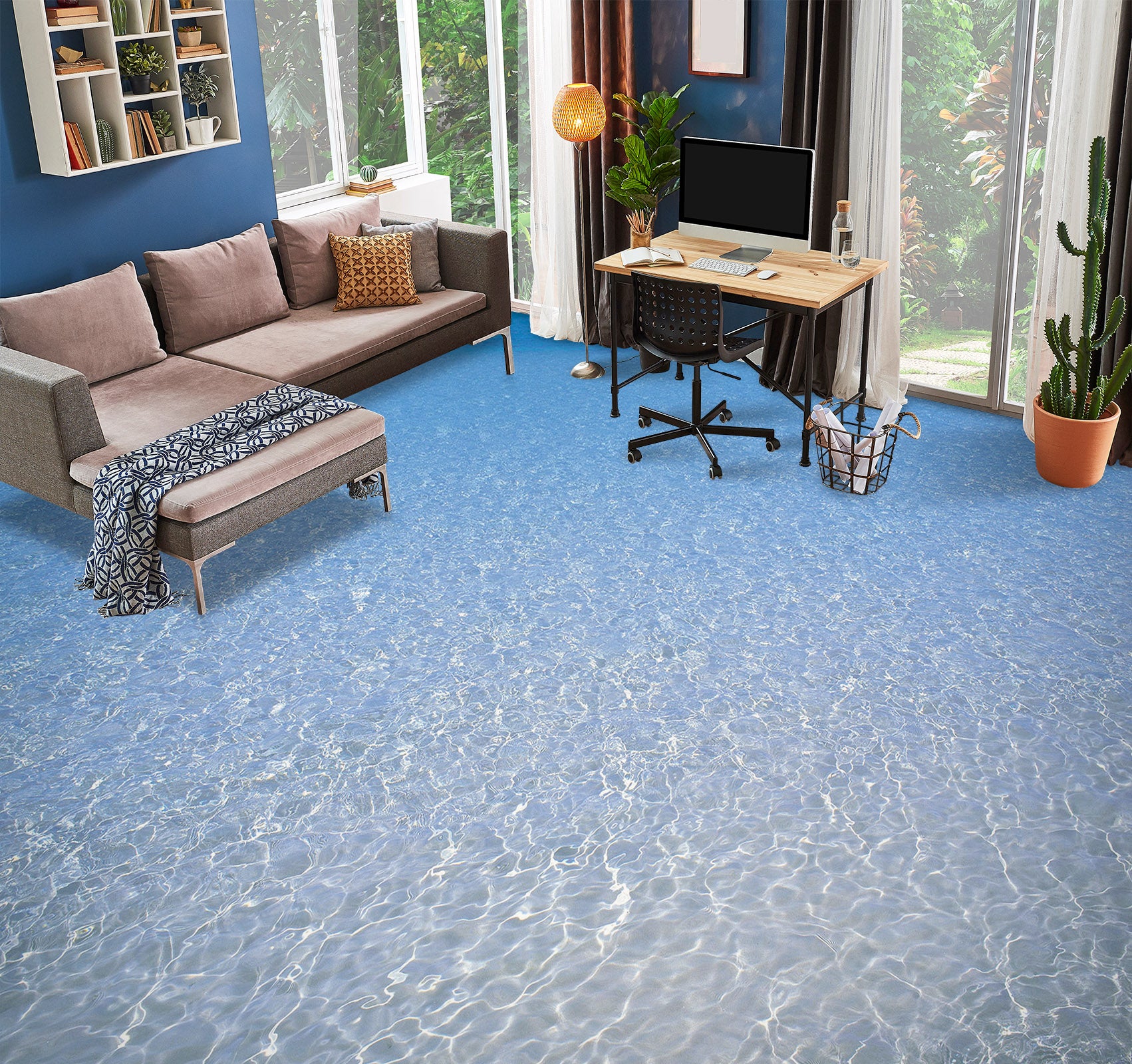 3D Subtle Light Ripple Art 1480 Floor Mural Wallpaper Murals Self-Adhesive Removable Print Epoxy