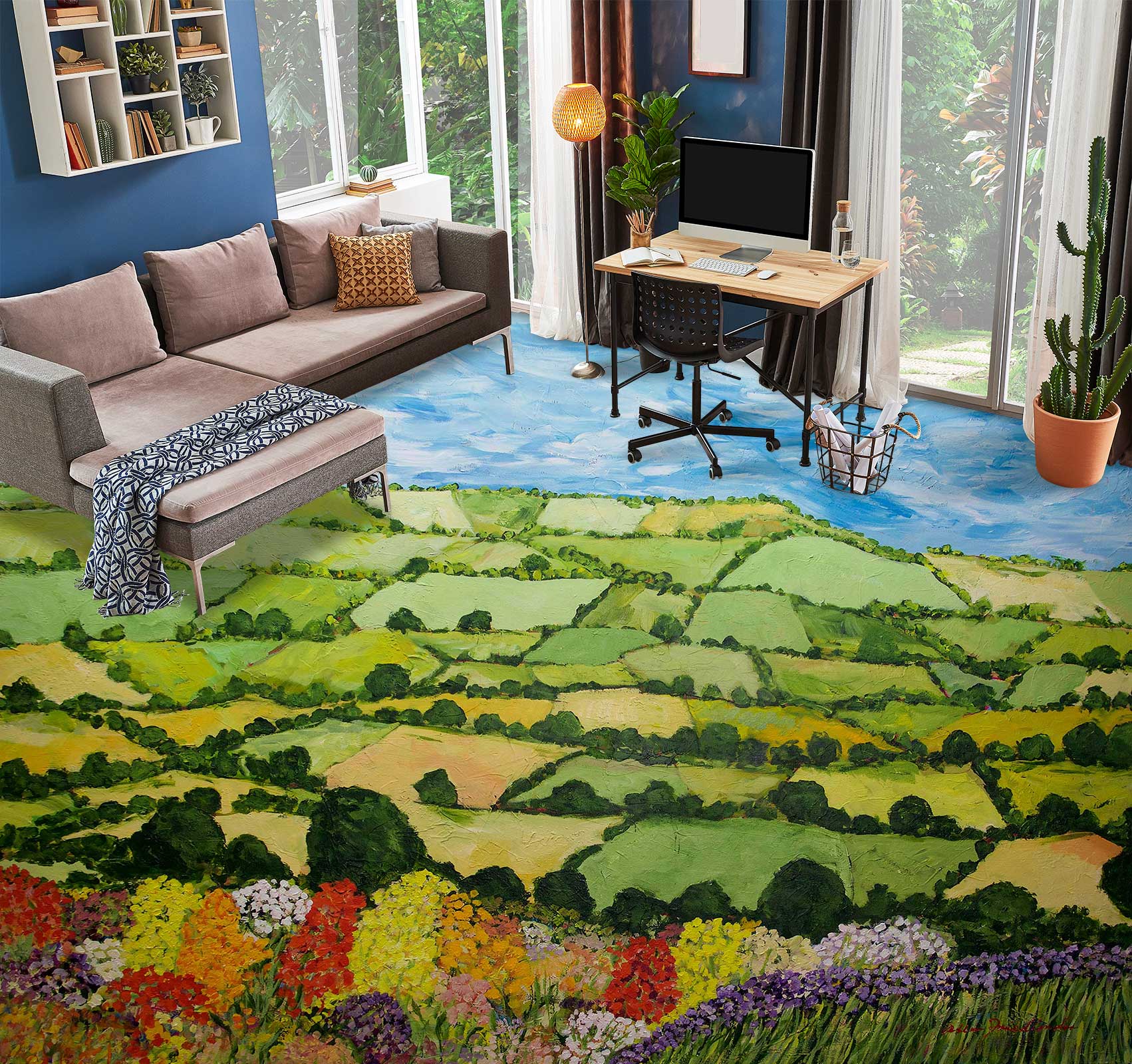 3D Piece Grass Field 9678 Allan P. Friedlander Floor Mural Wallpaper Murals Self-Adhesive Removable Print Epoxy