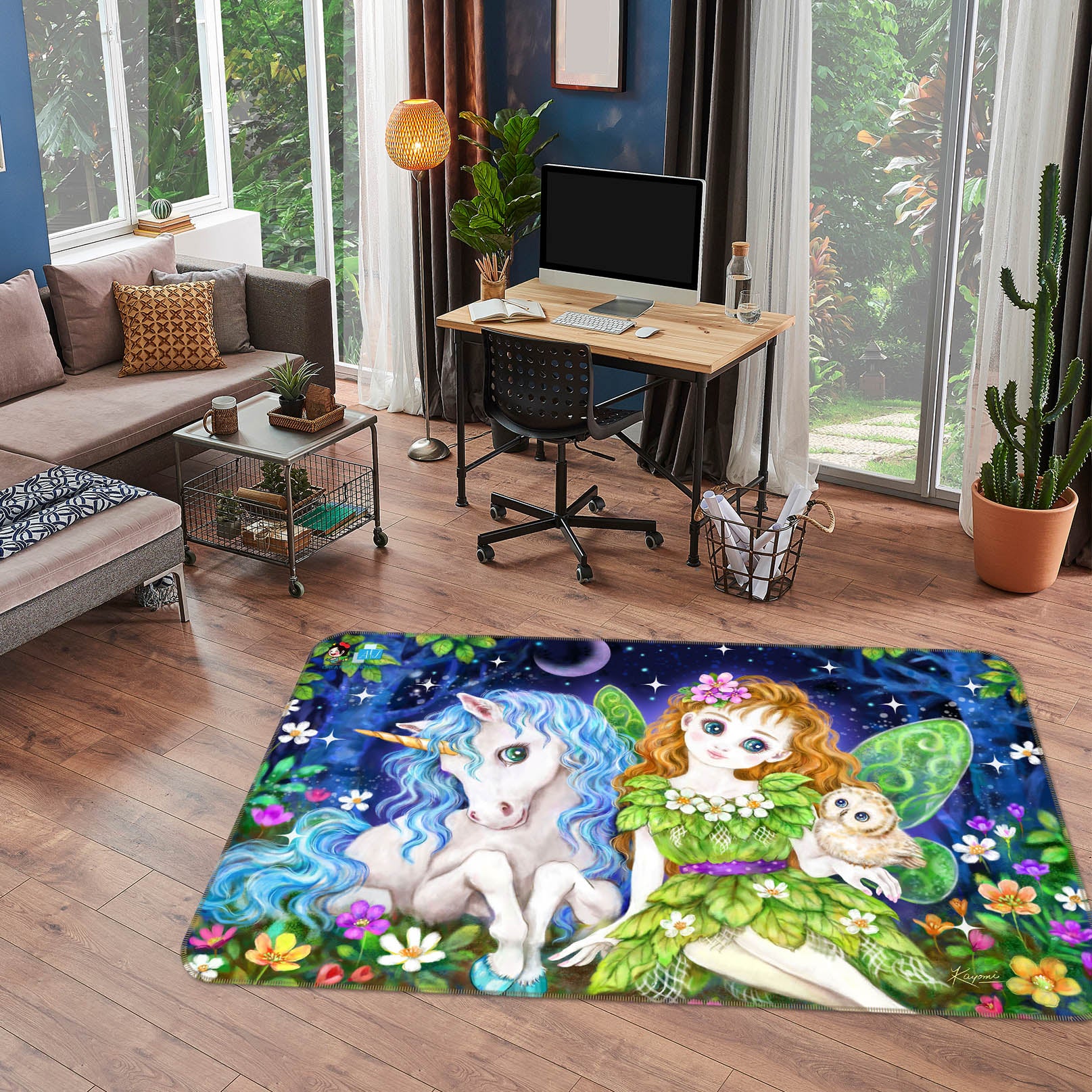 3D Unicorn Fairy 5724 Kayomi Harai Rug Non Slip Rug Mat