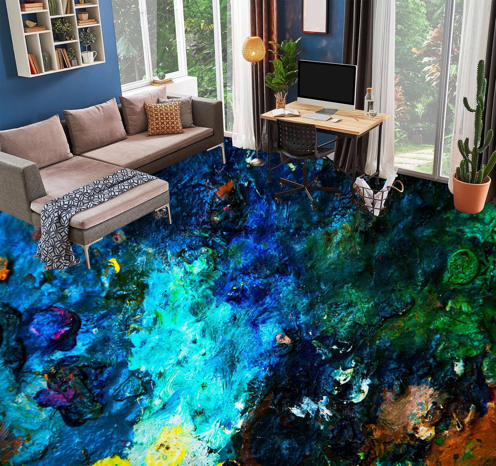 3D Fantasy Blue Sea 070 Floor Mural Wallpaper Murals Rug & Mat Print Epoxy waterproof bath floor