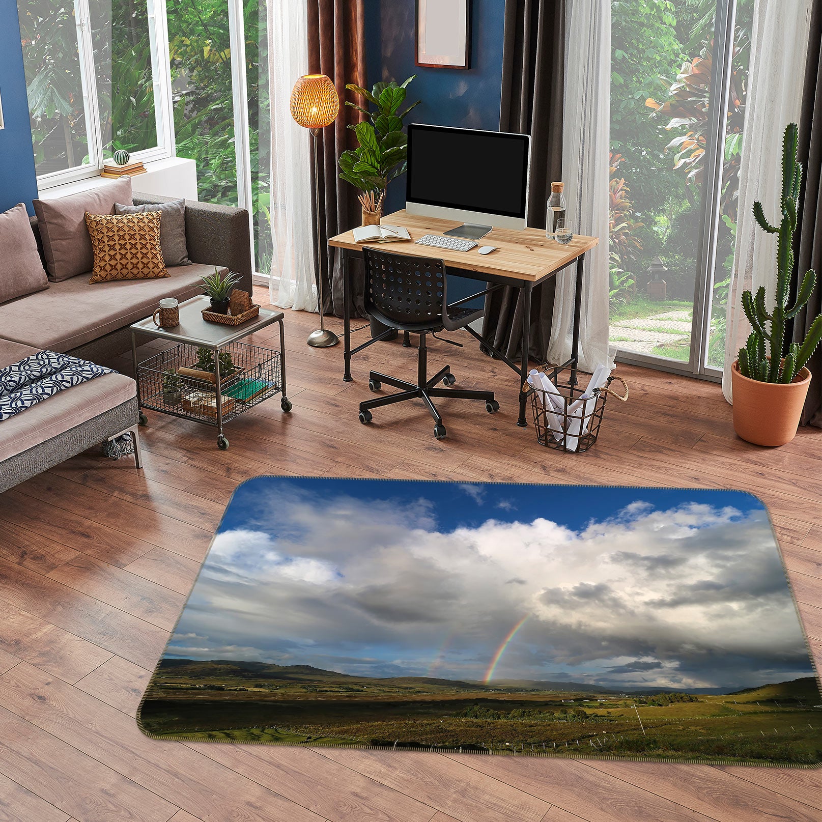 3D Rainbow Cloud 1016 Jerry LoFaro Rug Non Slip Rug Mat