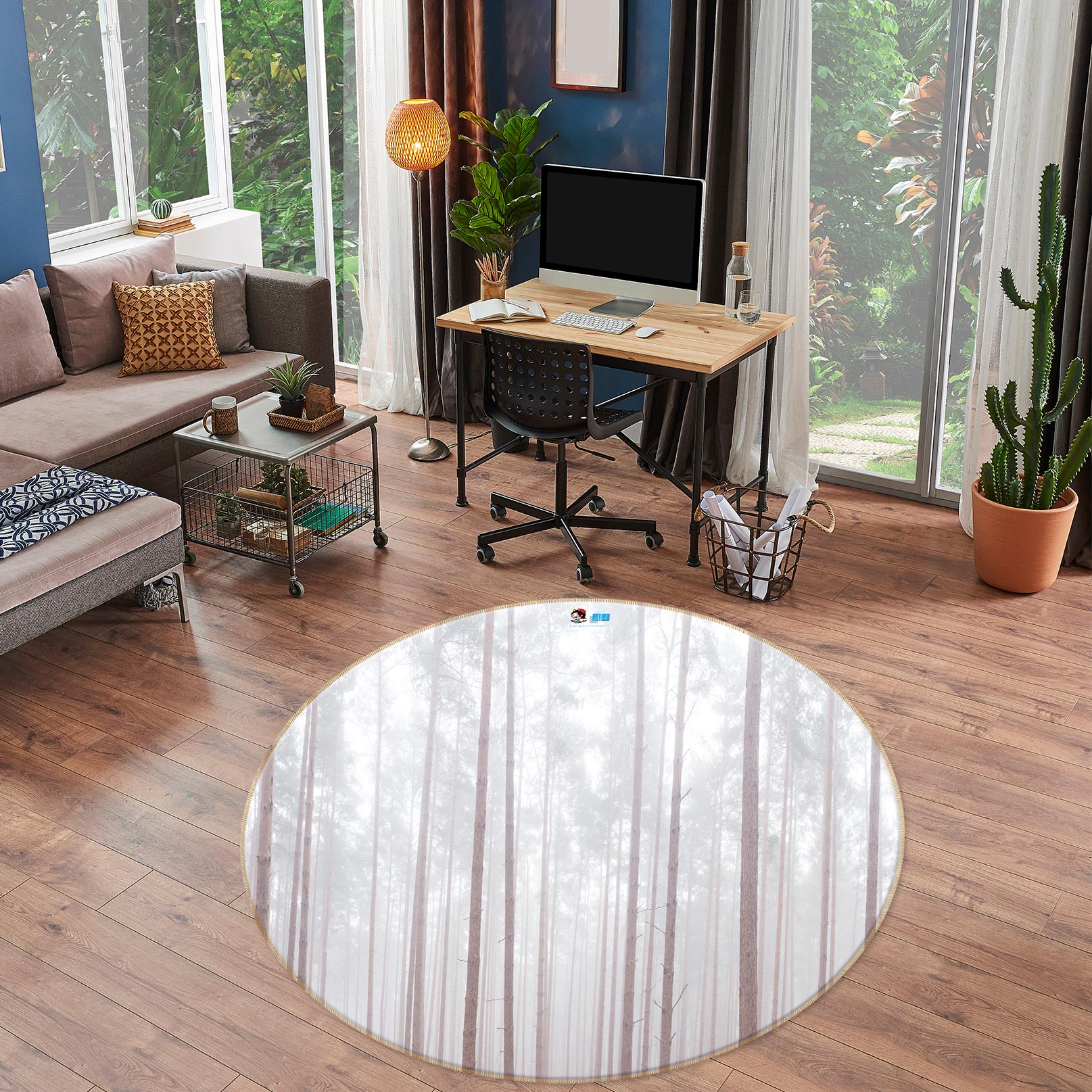 3D Tall Trees 7591 Assaf Frank Rug Round Non Slip Rug Mat