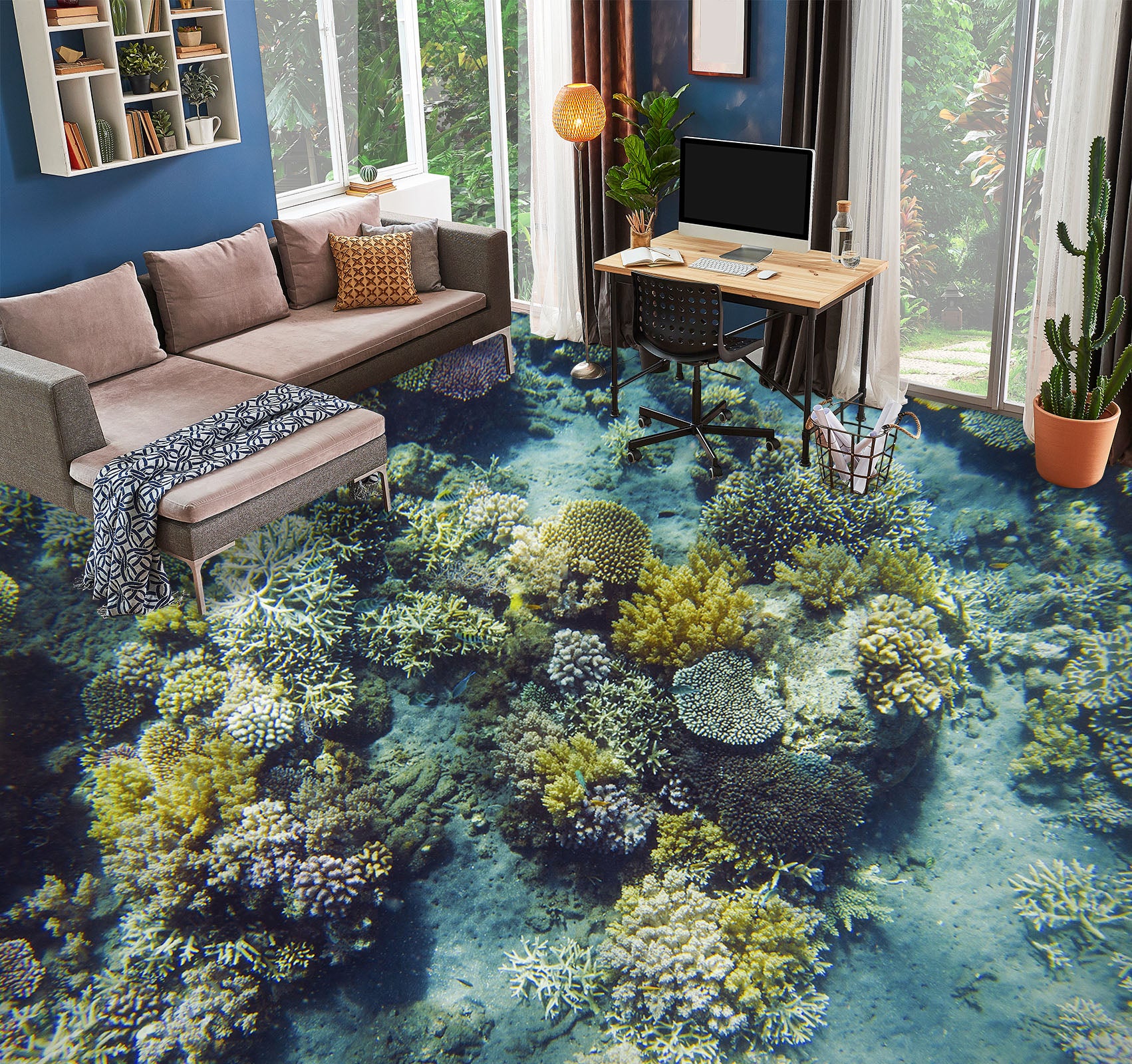 3D Green Seaweed 366 Floor Mural Wallpaper Murals Rug & Mat Print Epoxy waterproof bath floor