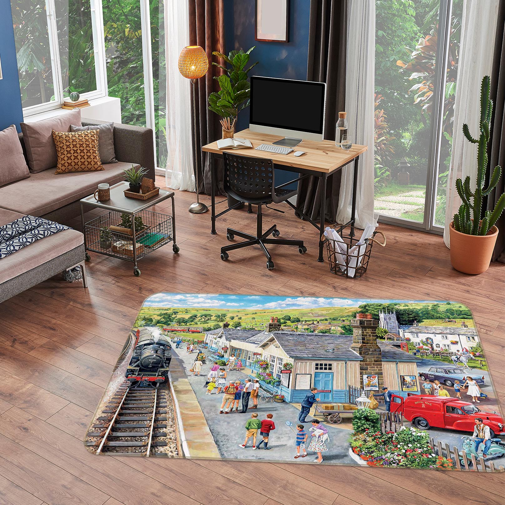 3D The Village Station 1125 Trevor Mitchell Rug Non Slip Rug Mat