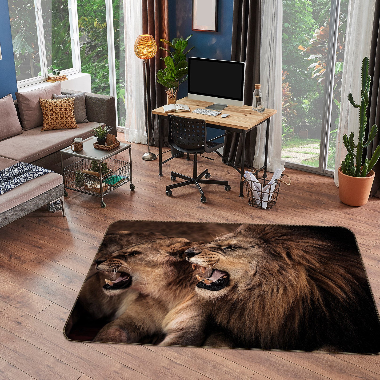 3D Fangs Lion 107 Animal Non Slip Rug Mat