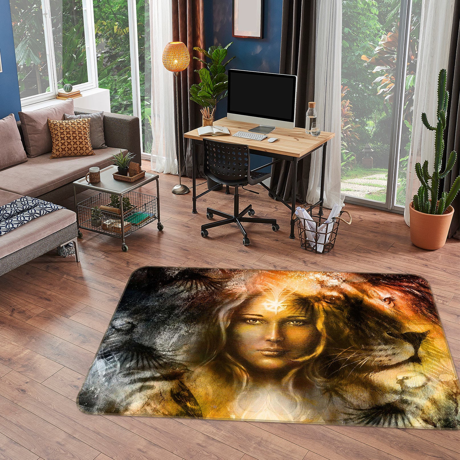 3D Lion Virgin 1023 Non Slip Rug Mat