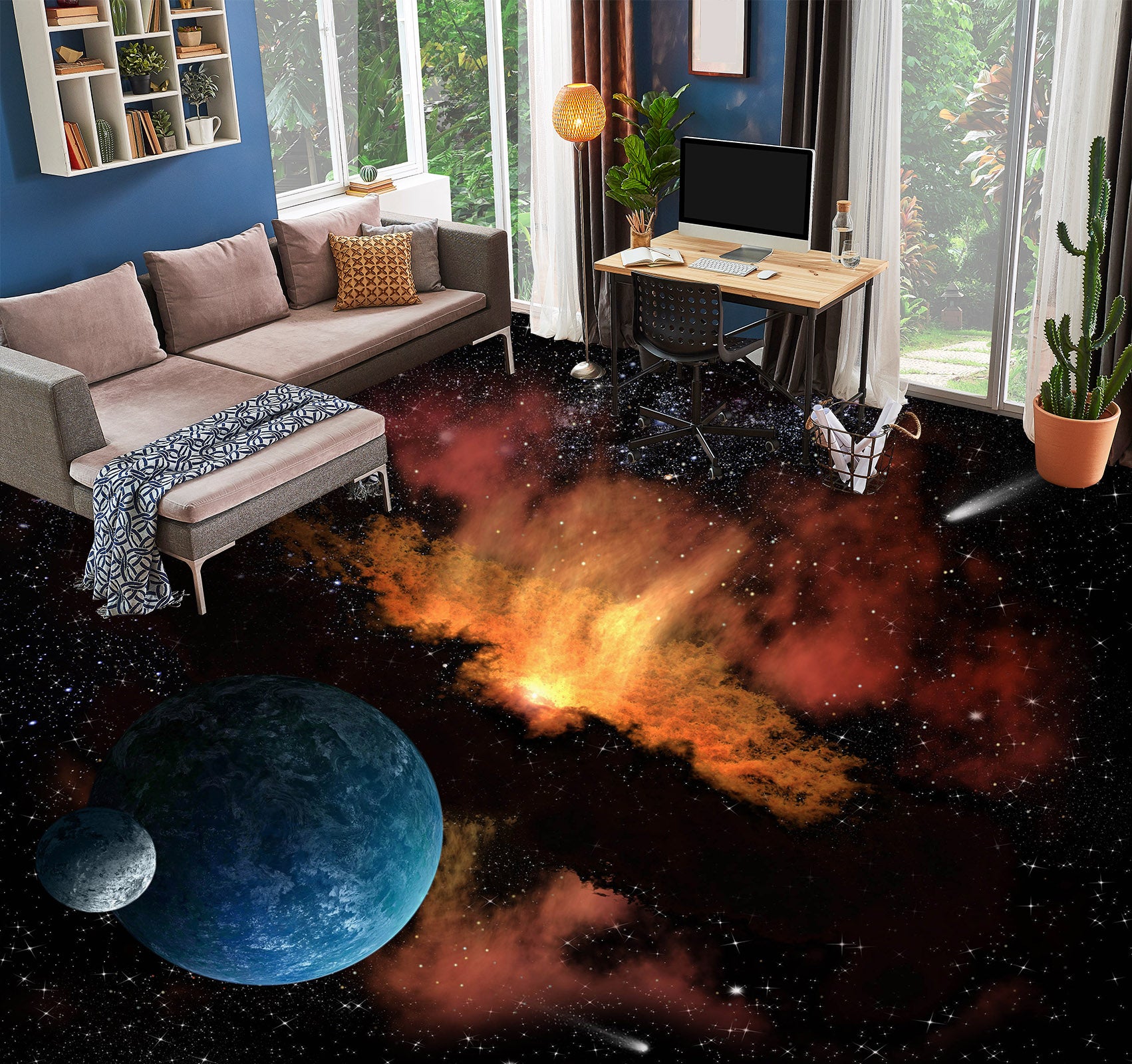 3D Blue Planet 030 Floor Mural Wallpaper Murals Rug & Mat Print Epoxy waterproof bath floor